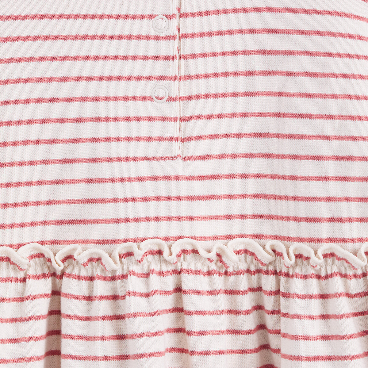 Striped Jersey Dress with Long Sleeves ecru/pink, LA REDOUTE COLLECTIONS