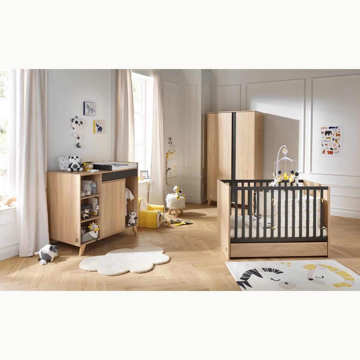Commode à langer évolutive en bureau gris, SAUTHON