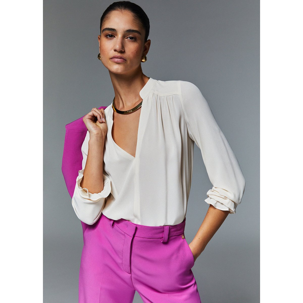 Blouse en georgette vanille, LIU JO