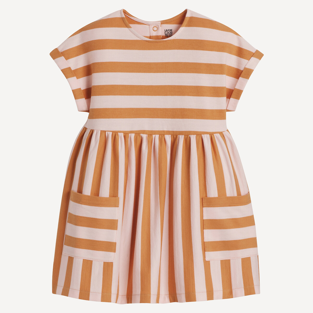 Robe rayée à manches courtes rose/camel, LA REDOUTE COLLECTIONS