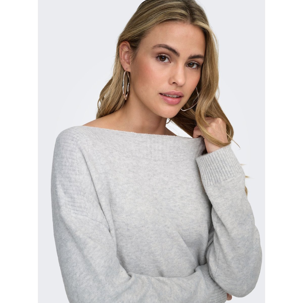 Pull En Maille light grey melange 1, ONLY