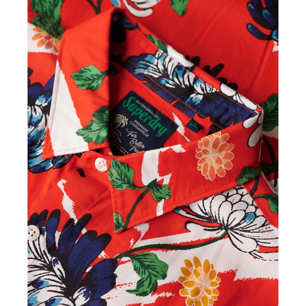 Chemise hawaïenne à manches courtes aya floral orange brûlé, SUPERDRY