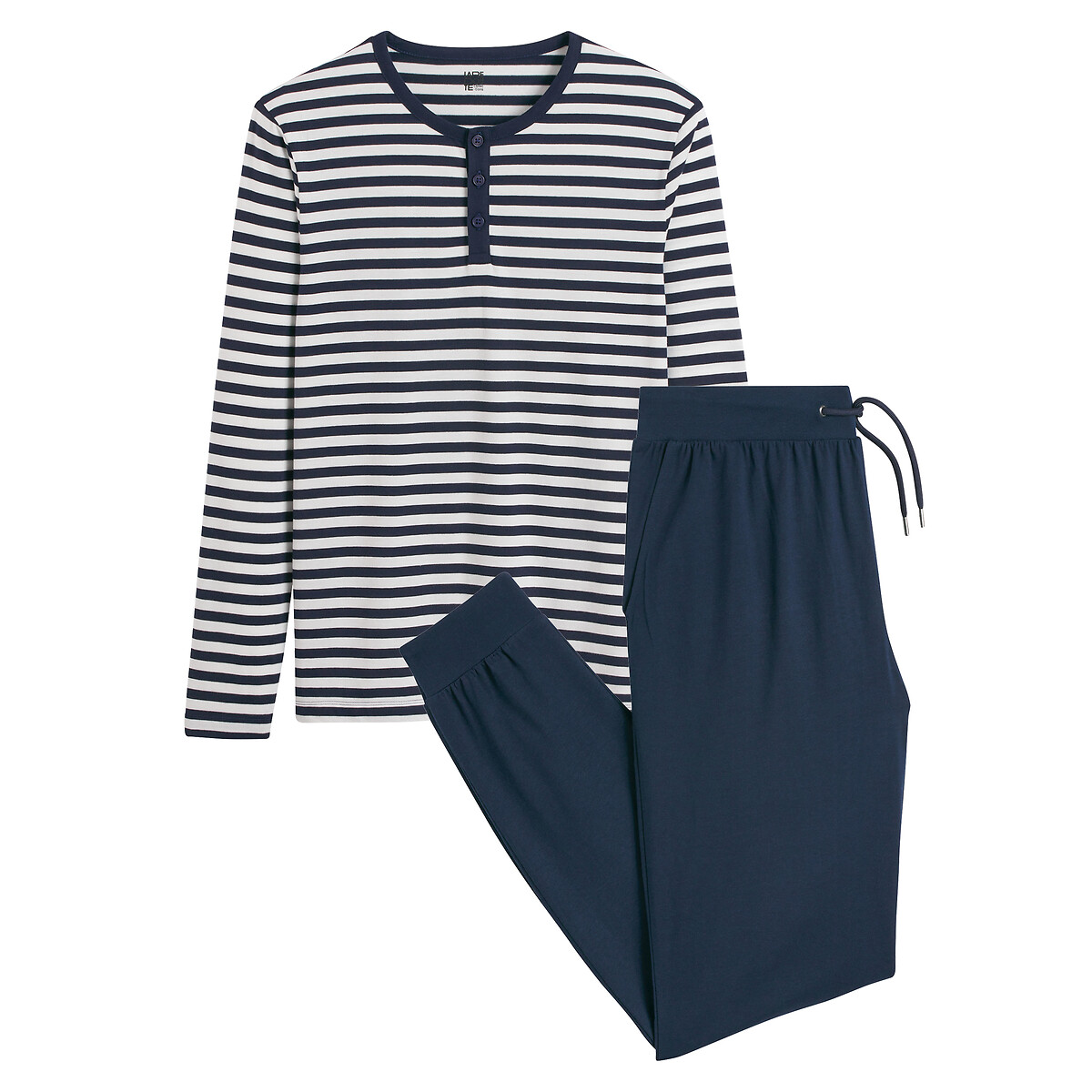 Striped Top Jersey Pyjamas navy blue, LA REDOUTE COLLECTIONS