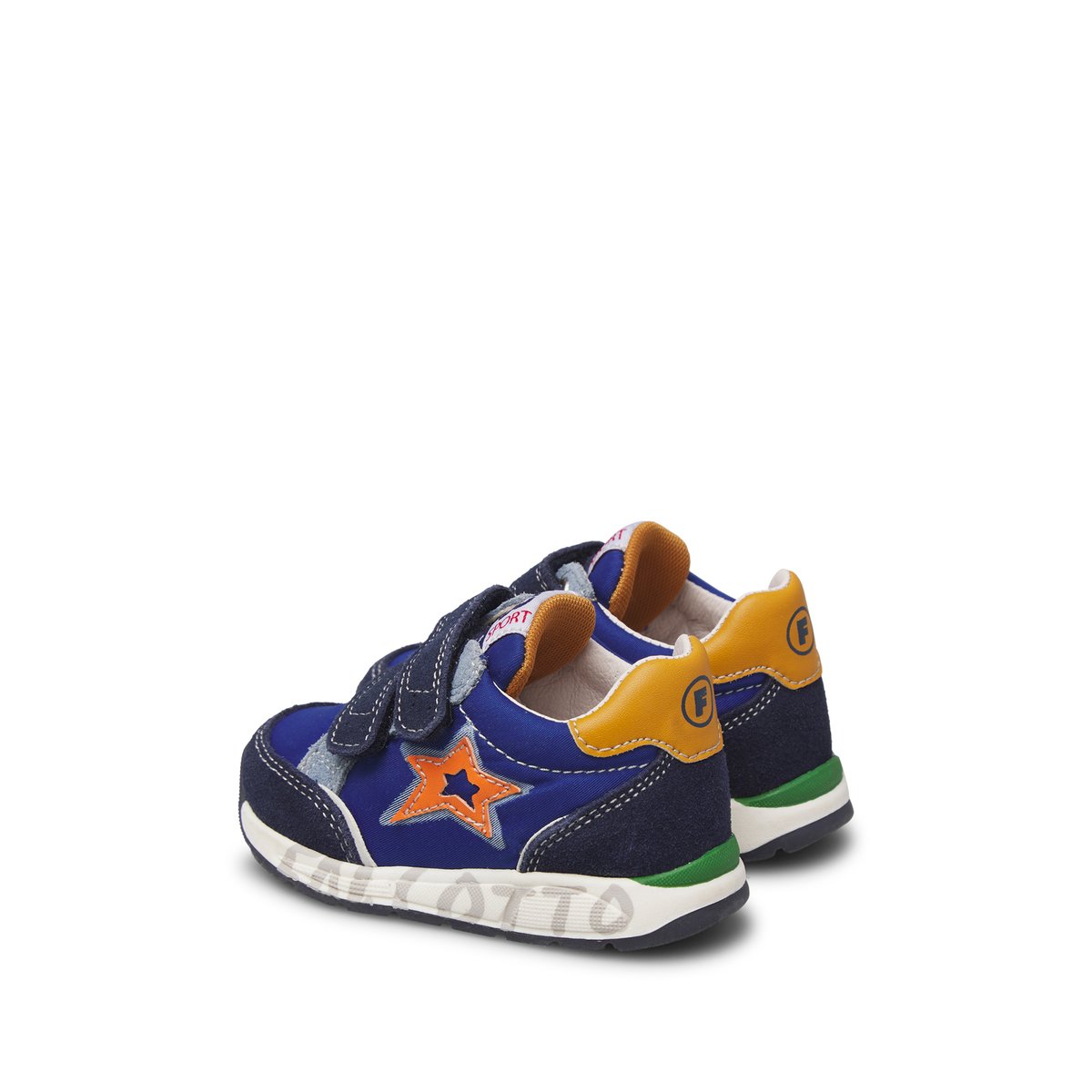 Sneakers en daim et tissu technique NUPPI VL. marine-citrouille, FALCOTTO
