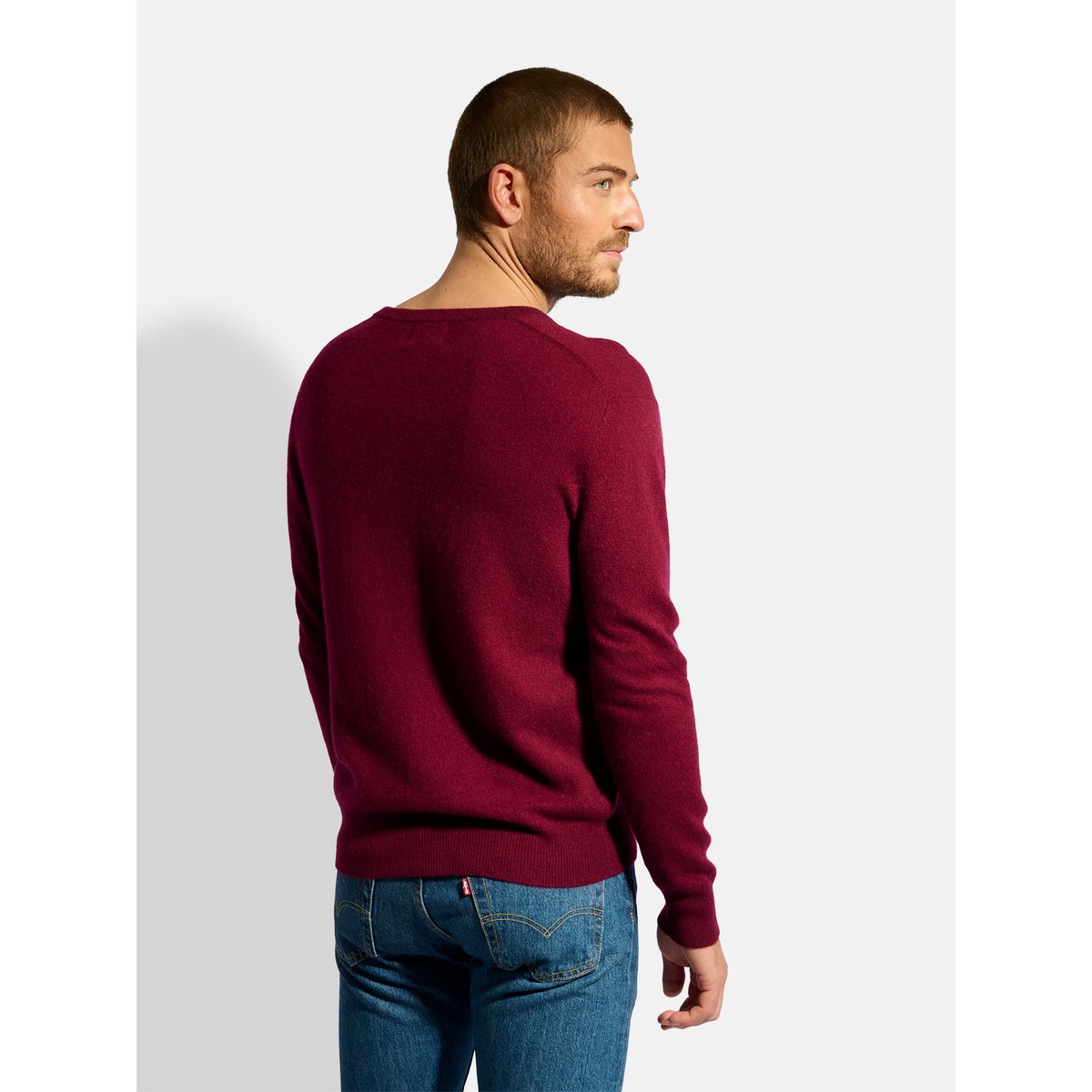 Pull Col V  Bordeaux Walt bordeaux, JUST CASHMERE