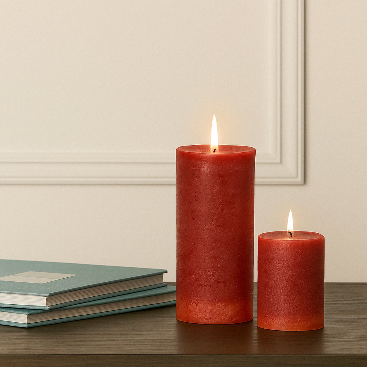 Bougie décorative cylindrique H15 rouge, SIA DECO