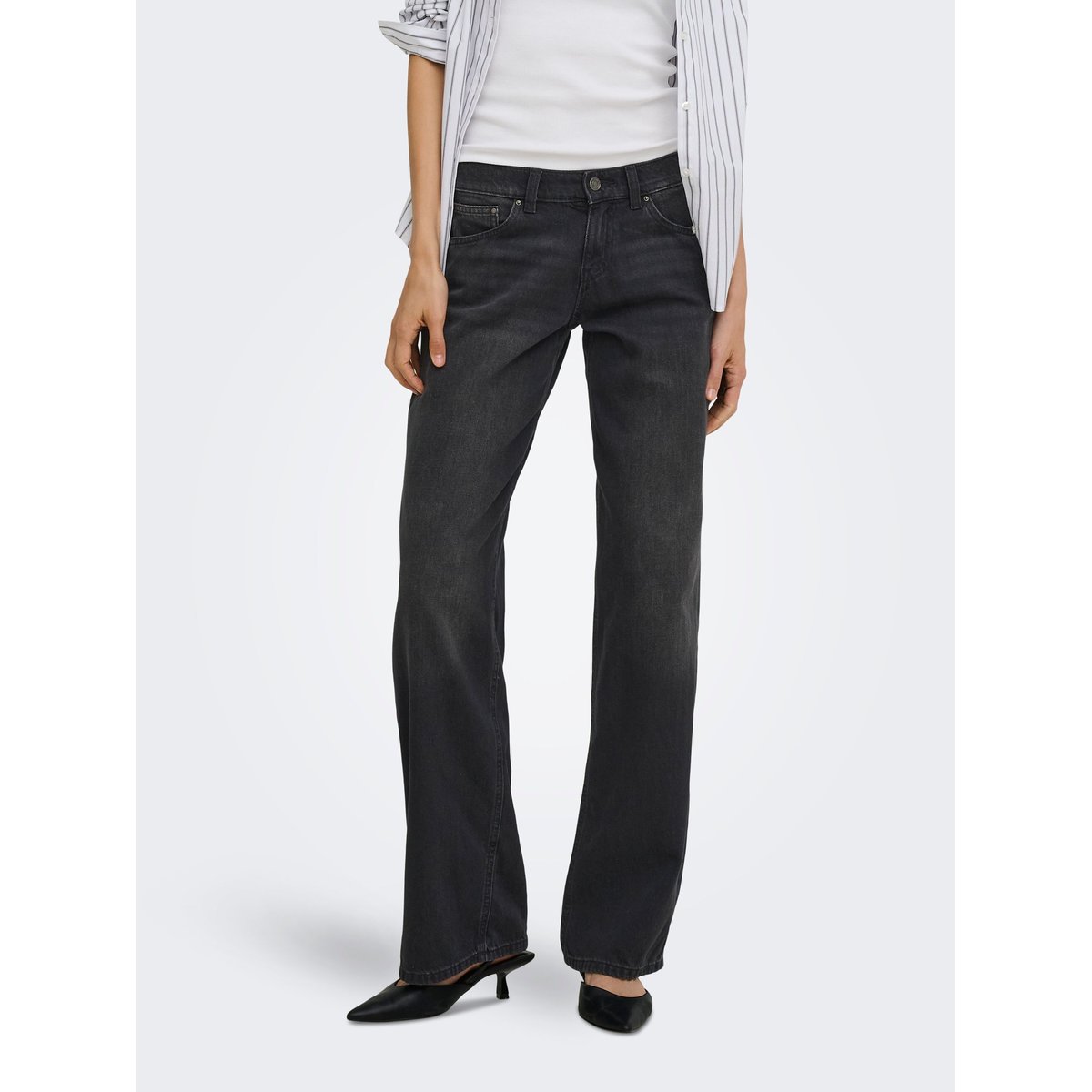 Jean À Jambe Large washed black, ONLY