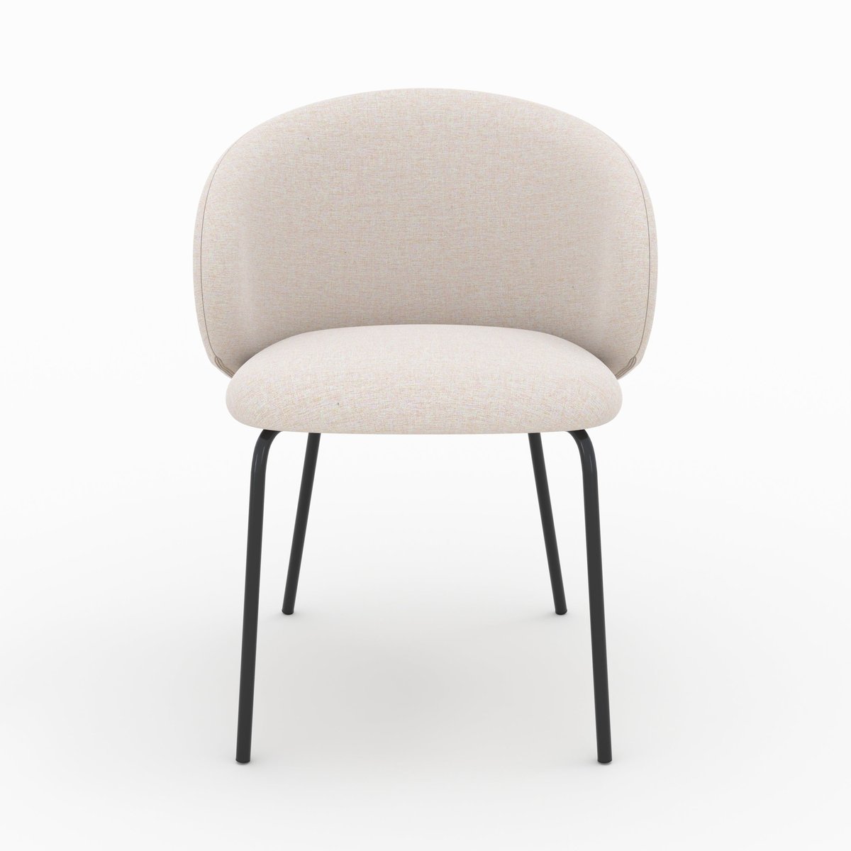 Lot de 2 chaises en tissu et pieds en métal - VICTORIA beige, MAISON PAVANE