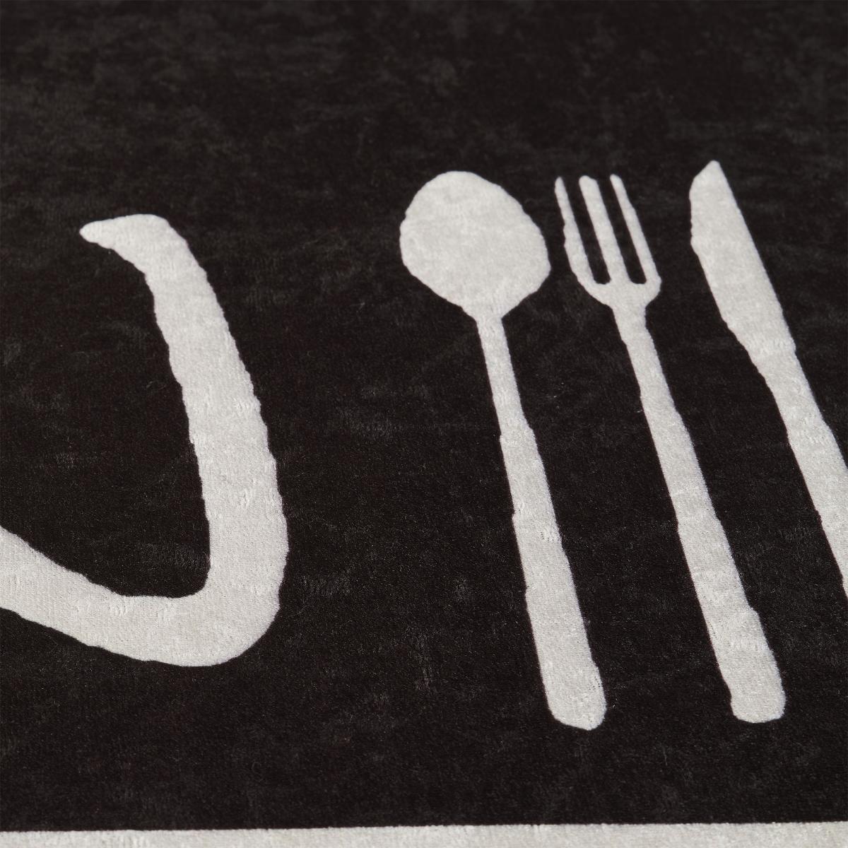 Tapis de cuisine lavable 30° LYN11 IMP noir, blanc, UN AMOUR DE TAPIS