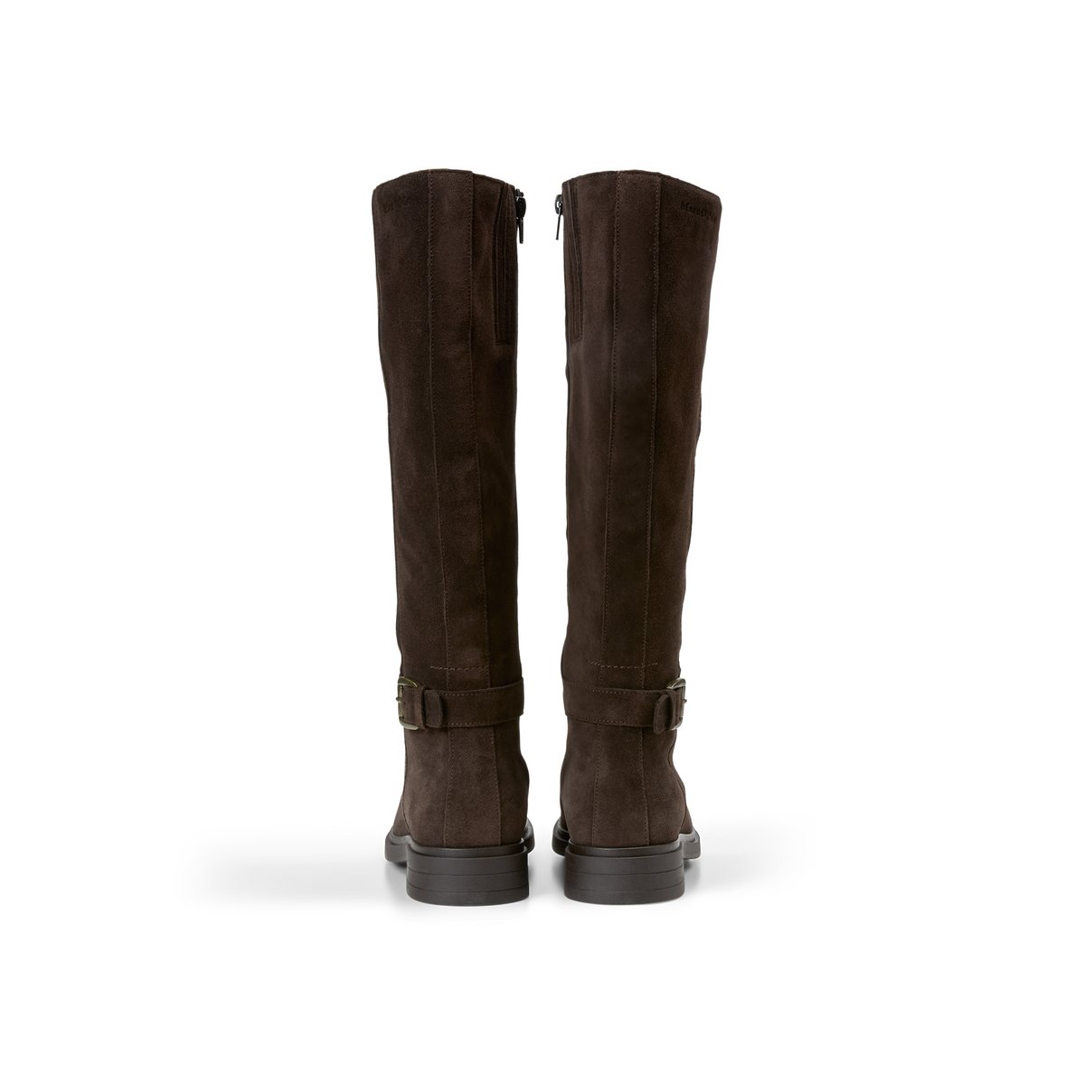 Bottes à tige haute, modèle Paula en cuir velours souple marron foncé, MARC O'POLO