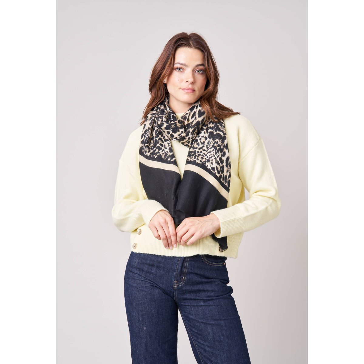 Foulard femme imprimé animalier MINIA black, DEELUXE