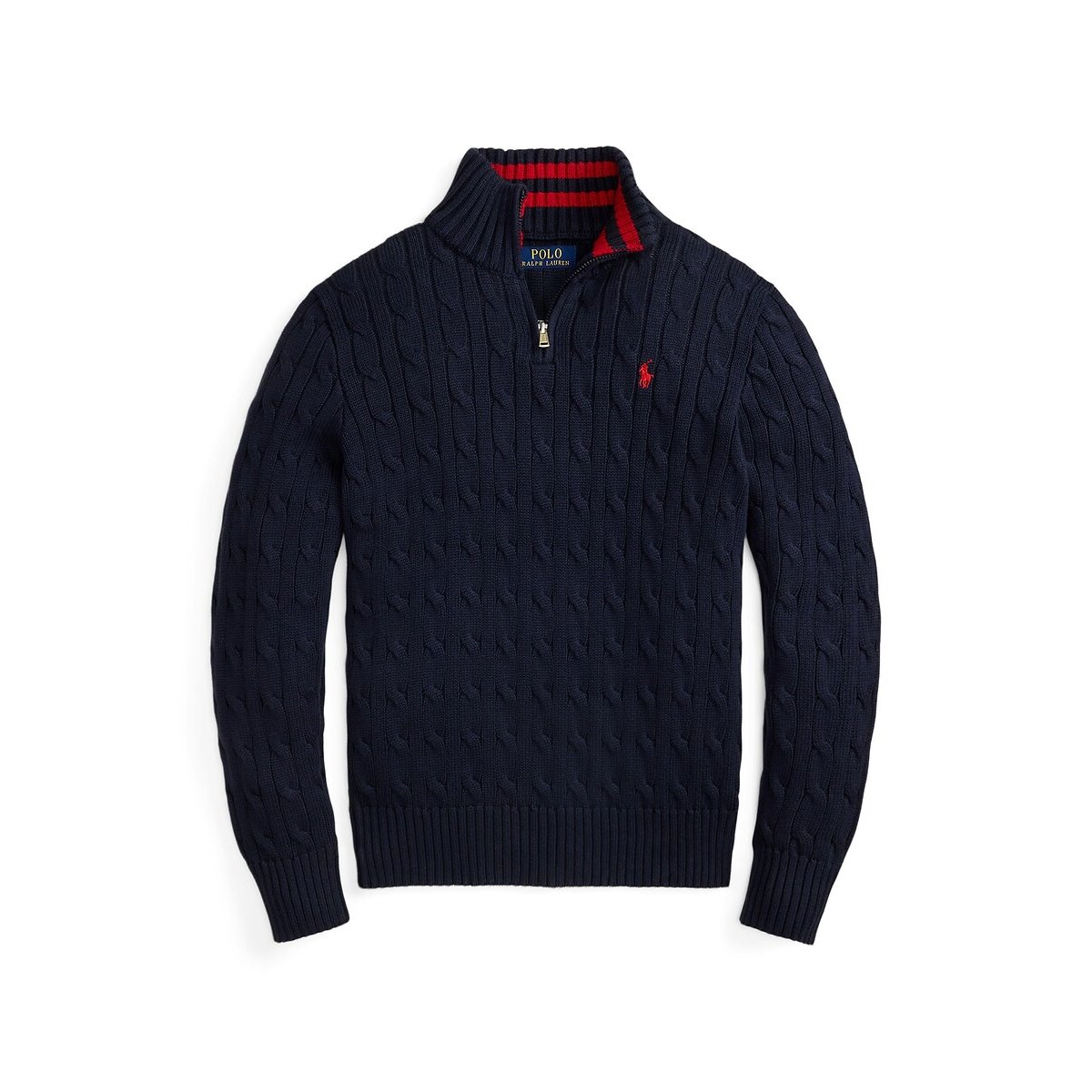 Pull avec col montant zippé bleu marine, POLO RALPH LAUREN
