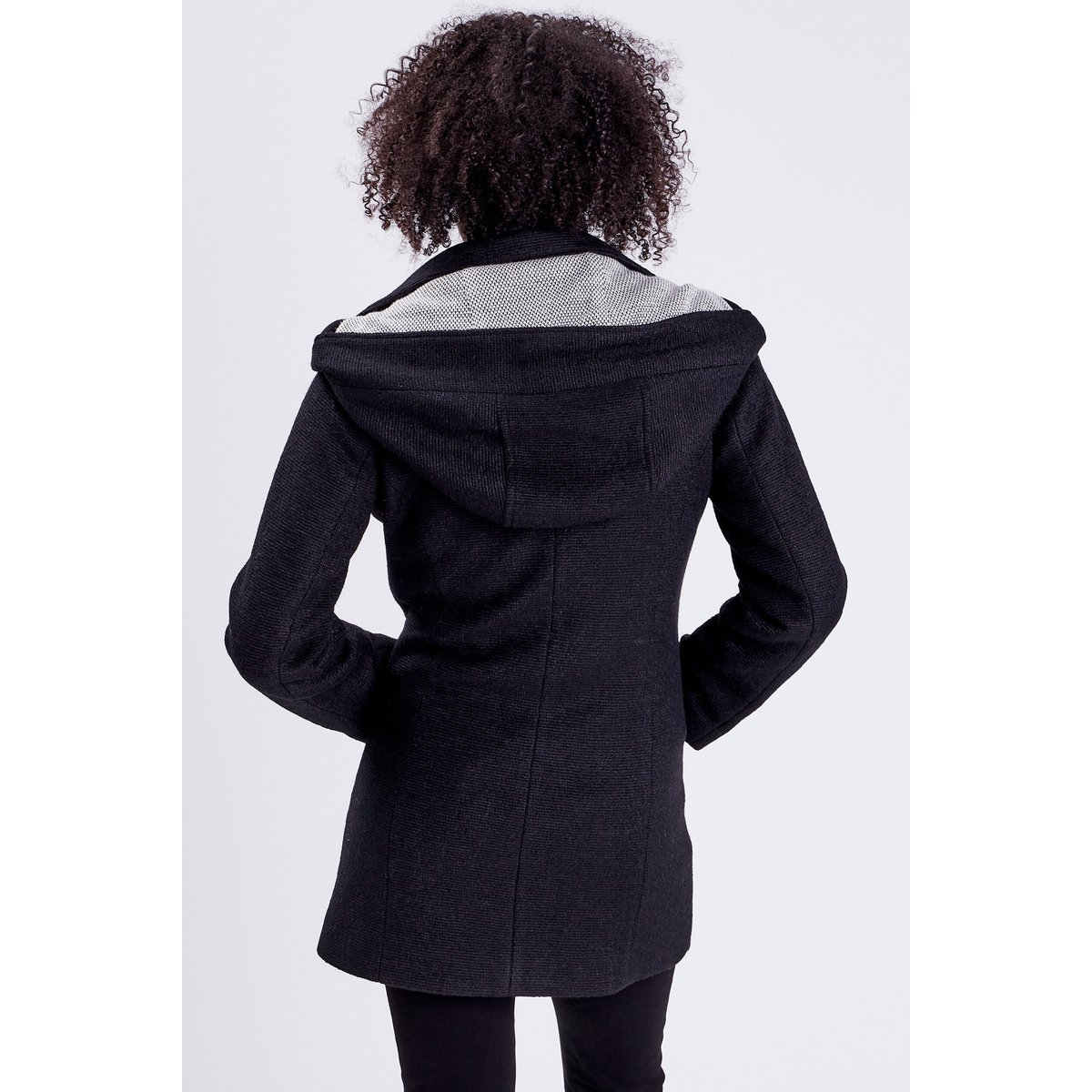 Manteau cintré asymétrique noir, CACHE CACHE