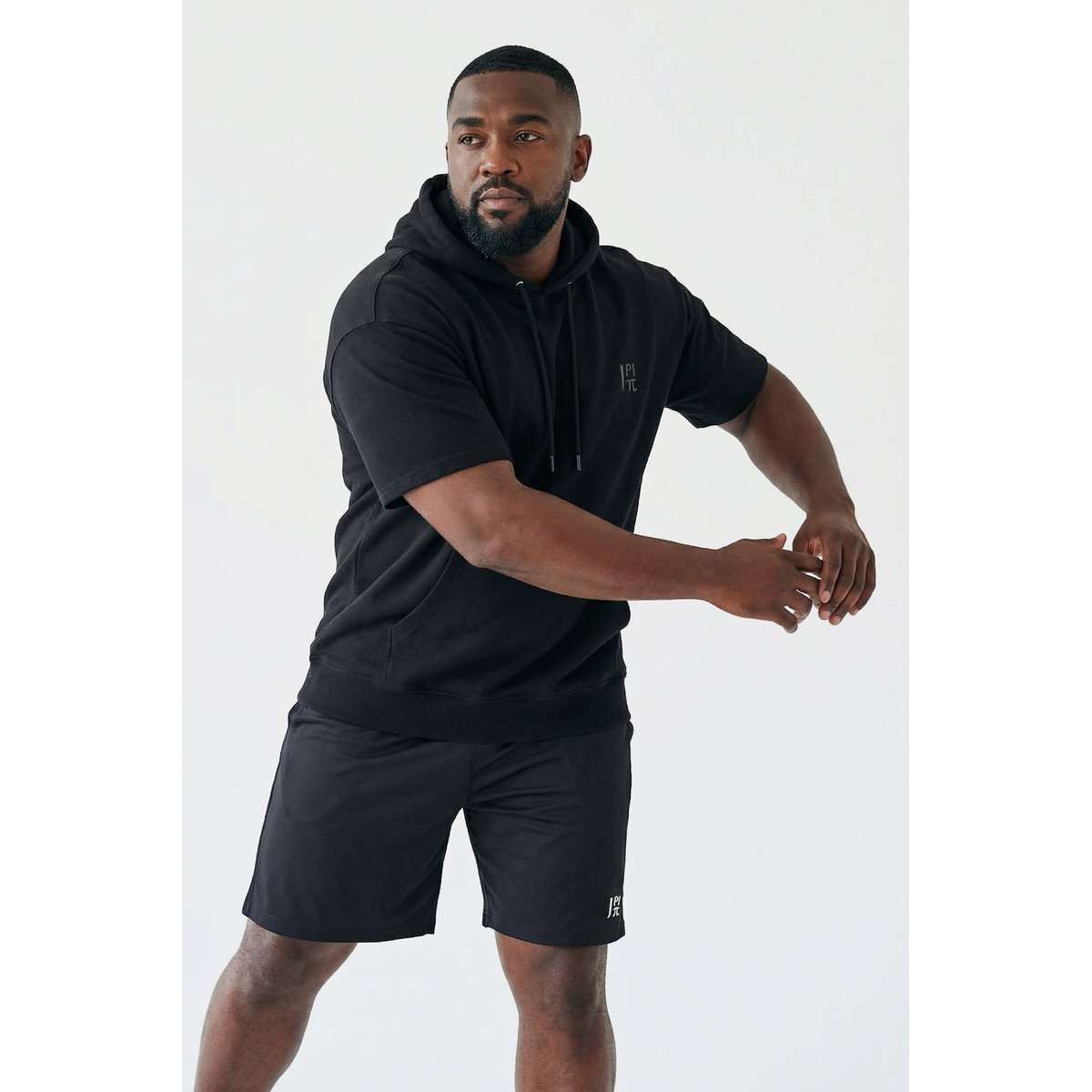 Sweat à capuche, manches courtes, QuickDry noir, JP1880