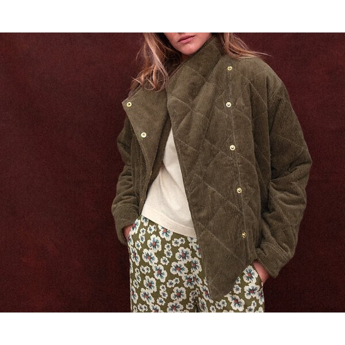 Chaqueta acolchada de terciopelo, KAPURO caqui, APACHES COLLECTIONS