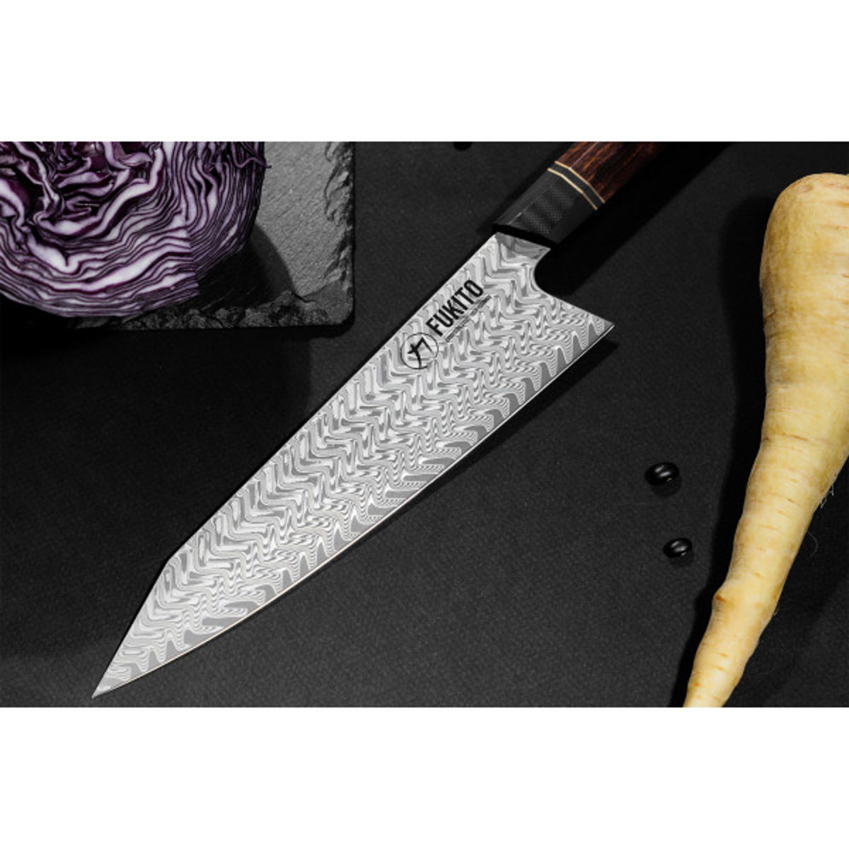 Couteau Desert Damas modèle chef kiritsuke 21cm bois, FUKITO