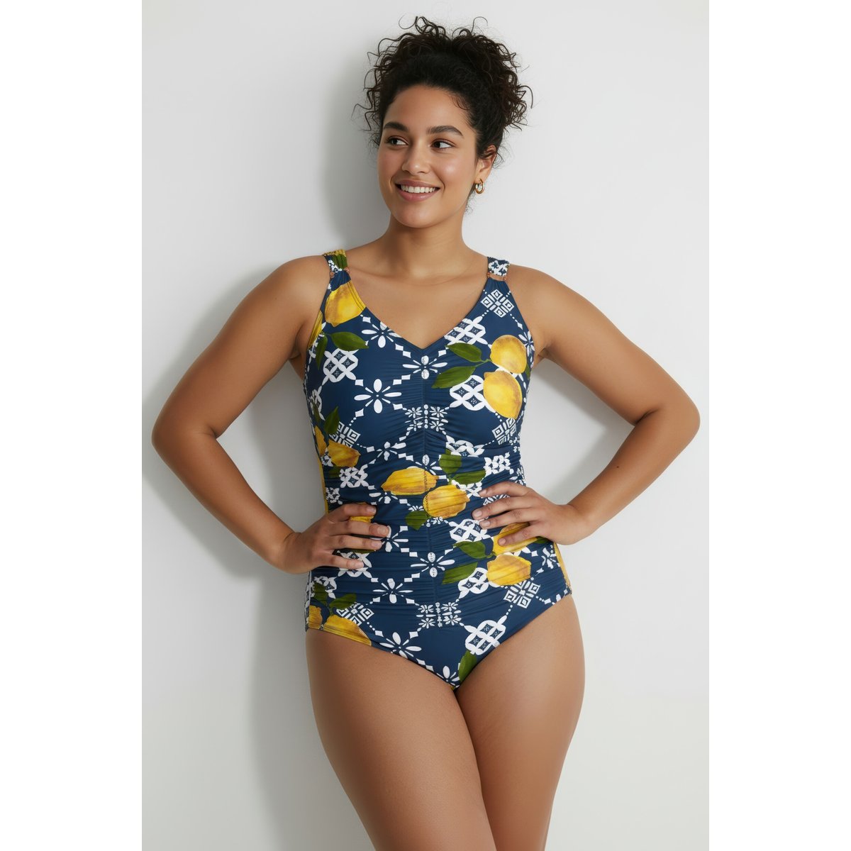 Maillot de bain motif citrons bleu foncé, ULLA POPKEN
