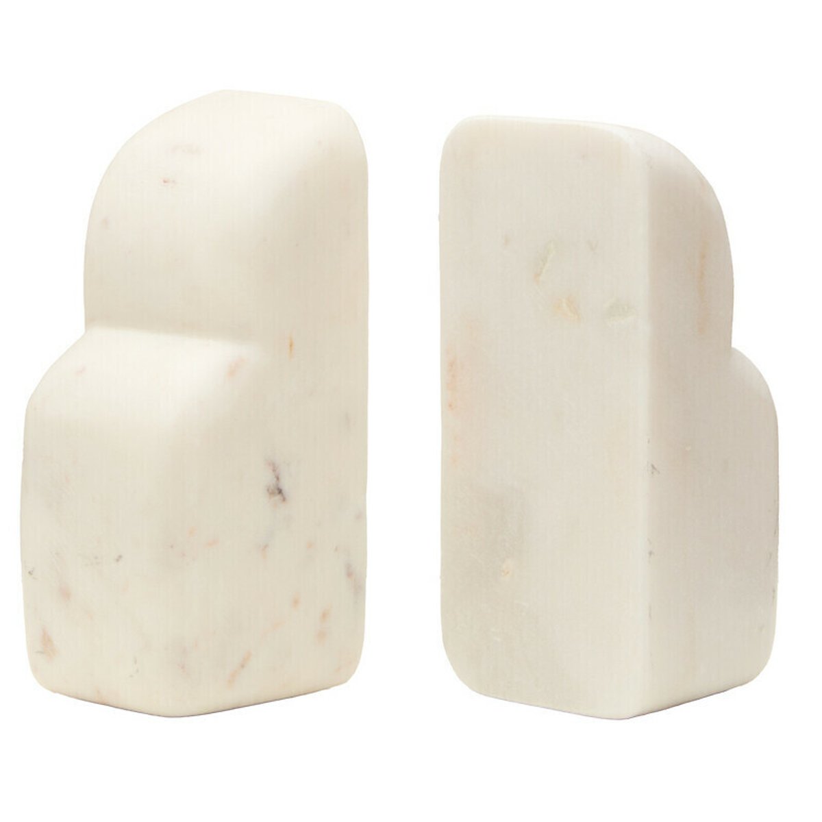 Set Of Two Bookends in White Marble white, FIFTY FIVE SOUTH