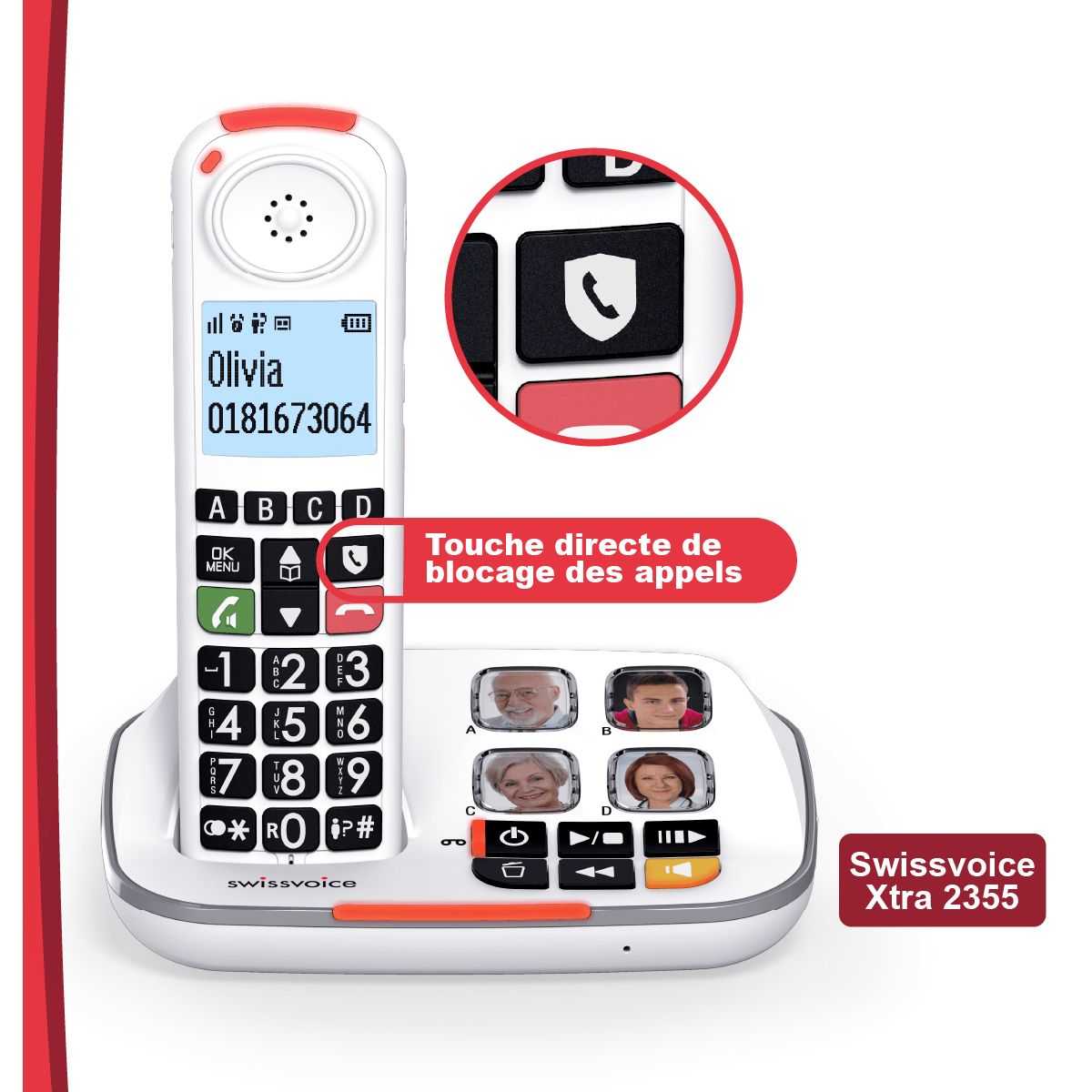 Téléphone sans fil XTRA 2355 Voice blanc, SWISSVOICE