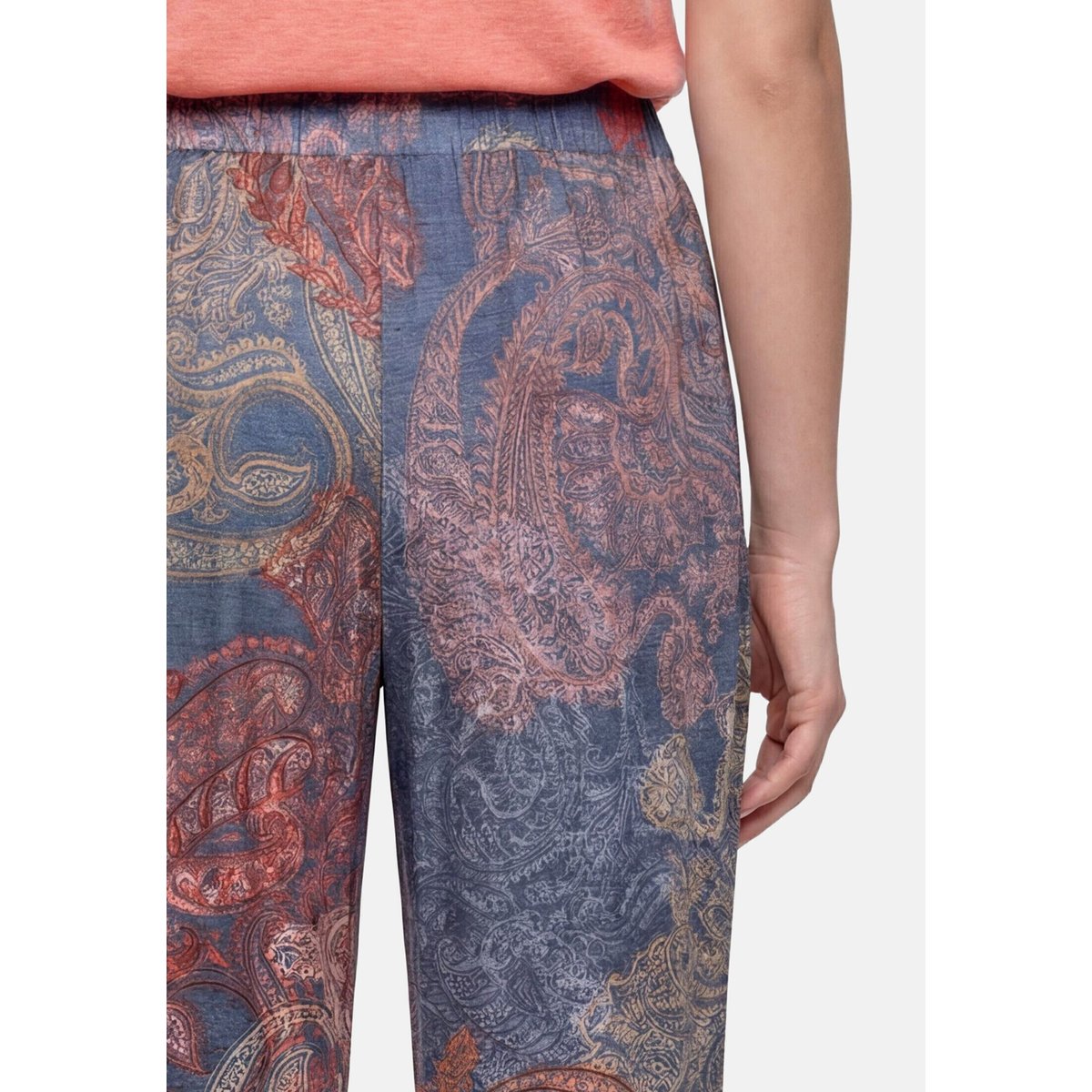 Pantalon Marlene à taille élastique bleu/rouge, BETTY BARCLAY