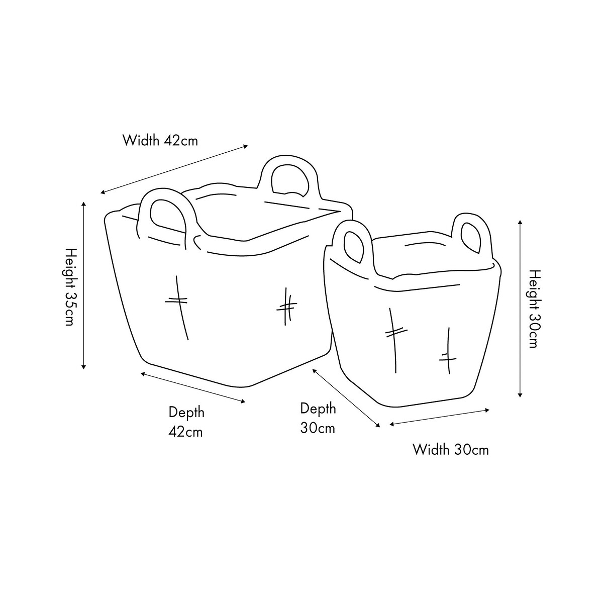 Set of 2 Kubu Graduated Square Storage Baskets grey, ÉDITÉ