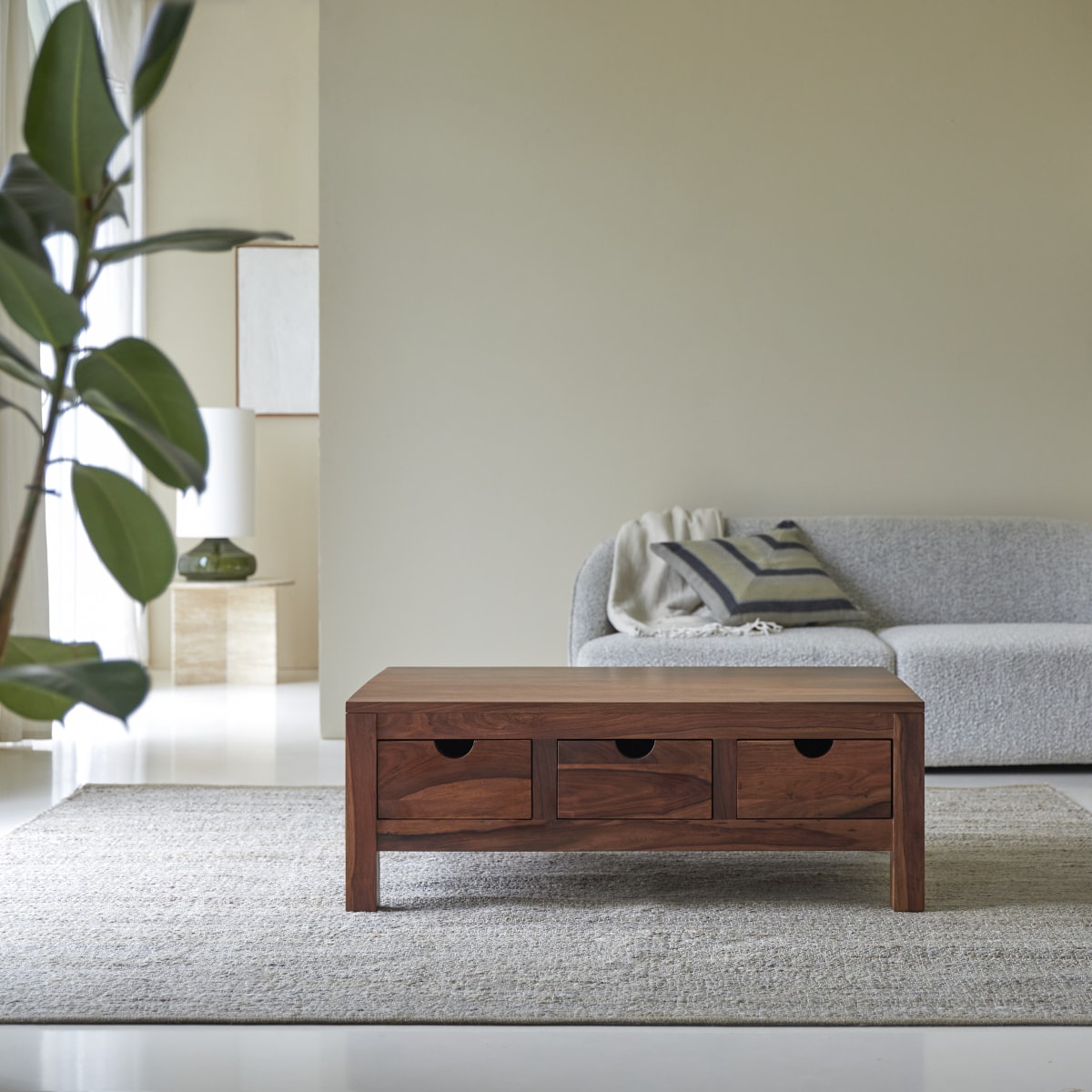 Table basse en Palissandre massif, OLIVER marron foncé, TIKAMOON