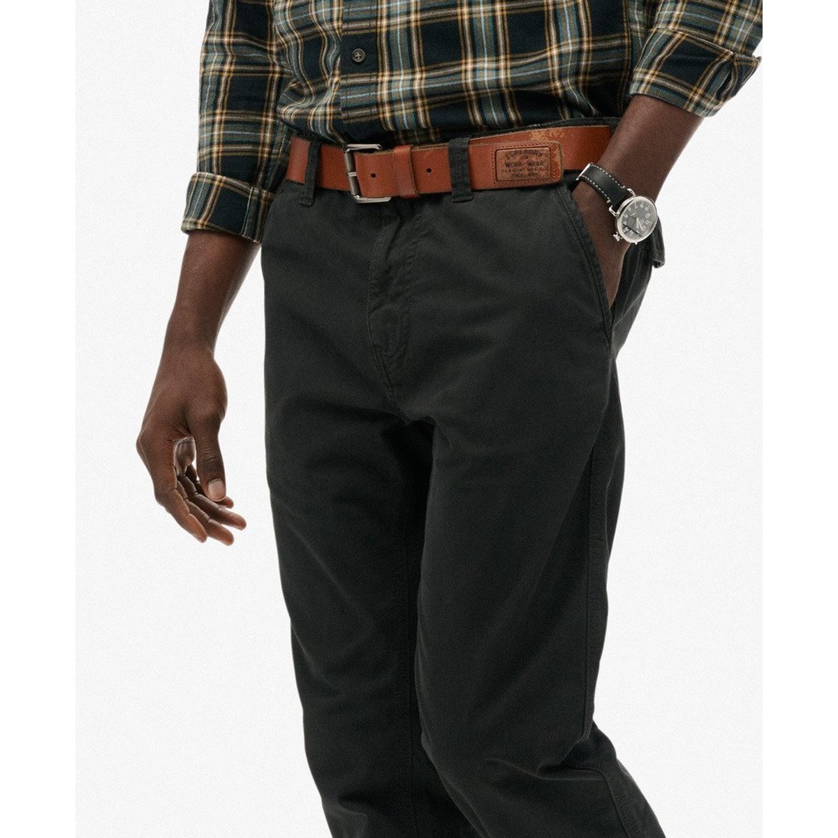 Pantalon Chino Utility noir délavé, SUPERDRY