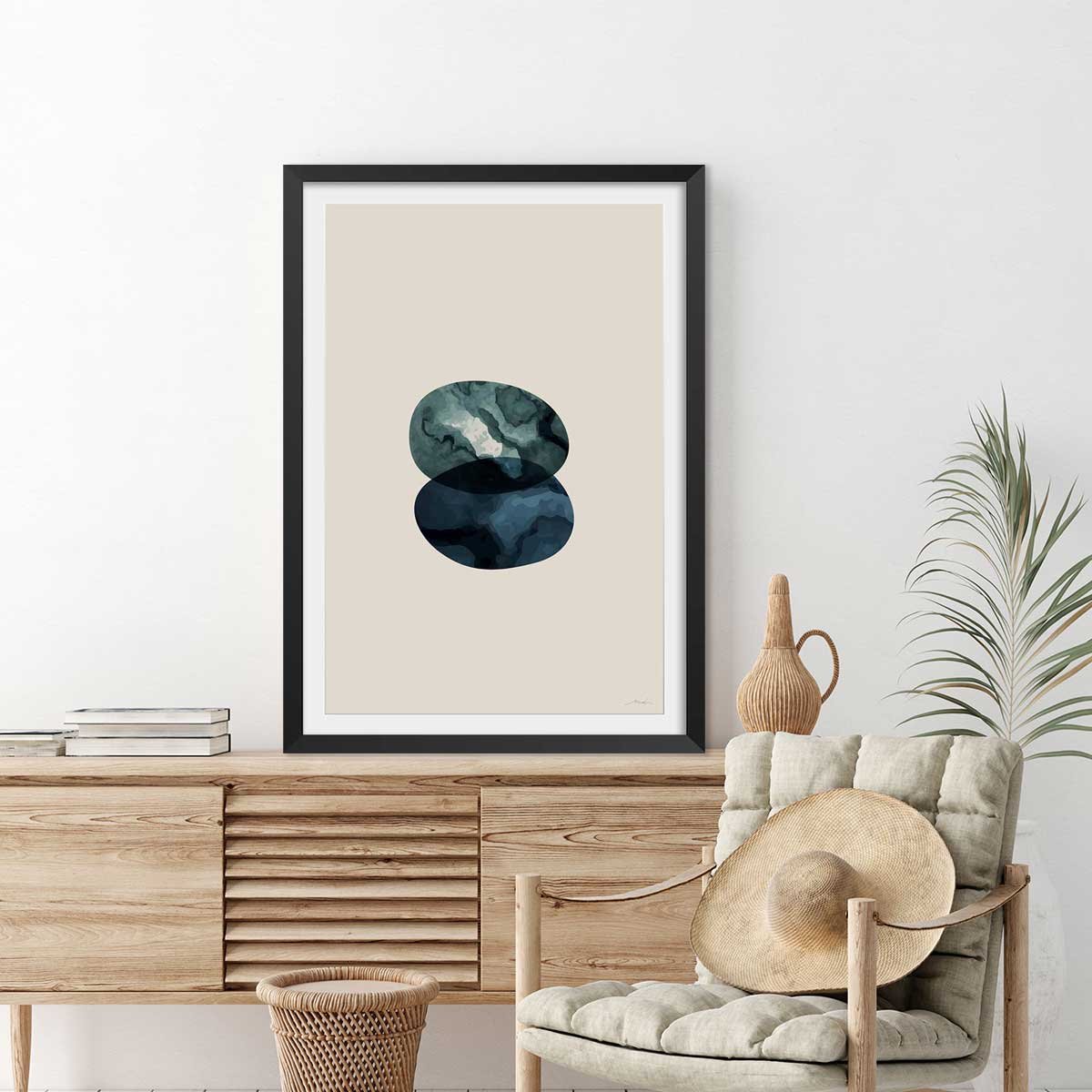 Affiche labradorite vertueuse affiche + cadre en bois - noir, HEXOA