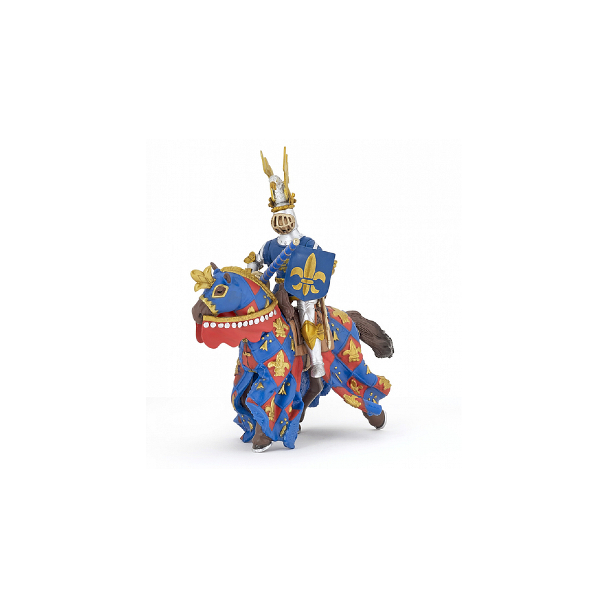 Figurine Cheval bleu fleur de lys bleu, PAPO