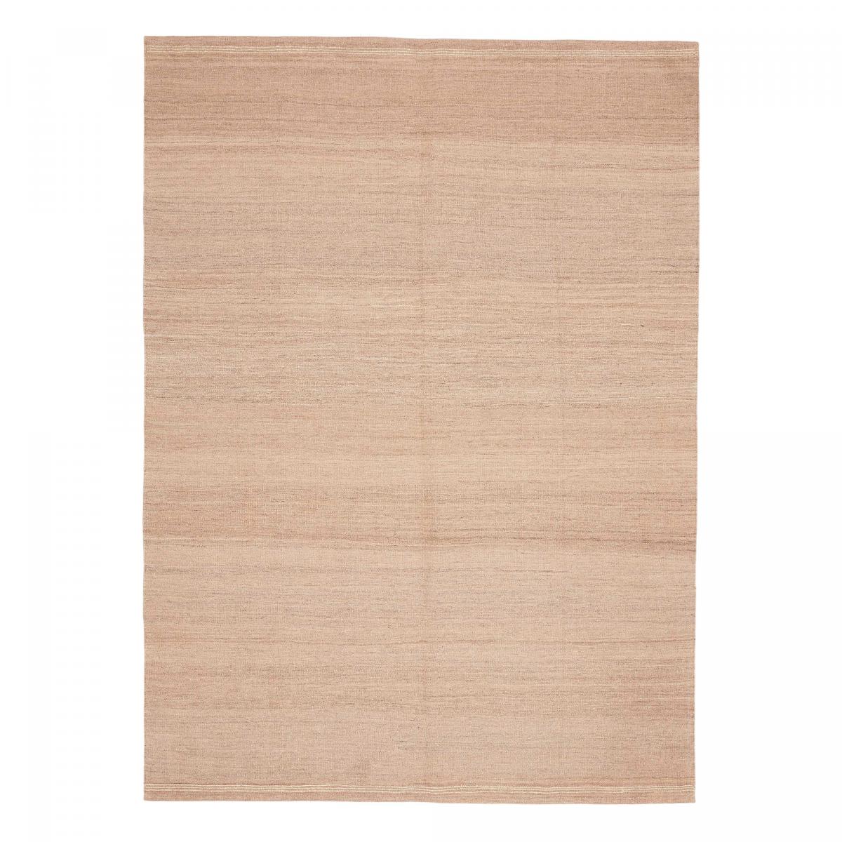 Tapis kilim, faux uni authentique, tissé à plat en laine beige, crème, UN AMOUR DE TAPIS