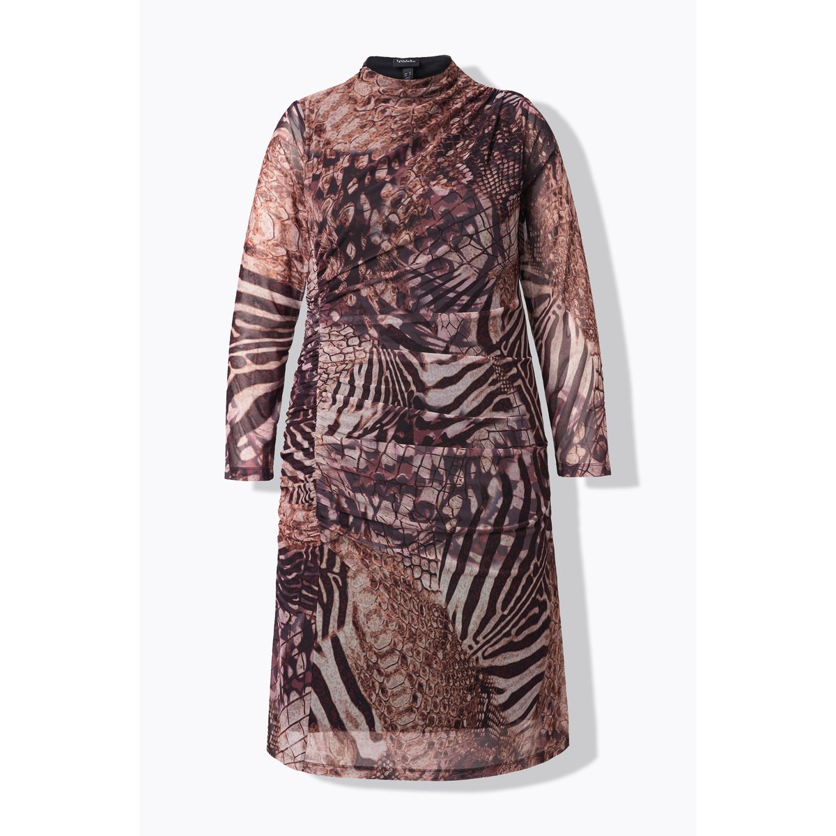 Robe midi en mesh avec motif animal et fronce champagne clair, ULLA POPKEN