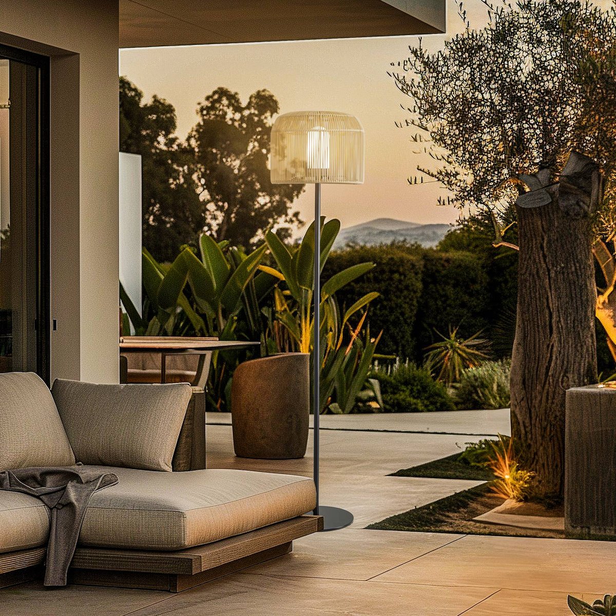 Luminaire de terrasse, Solvindor kaki, noir, LUCANDE