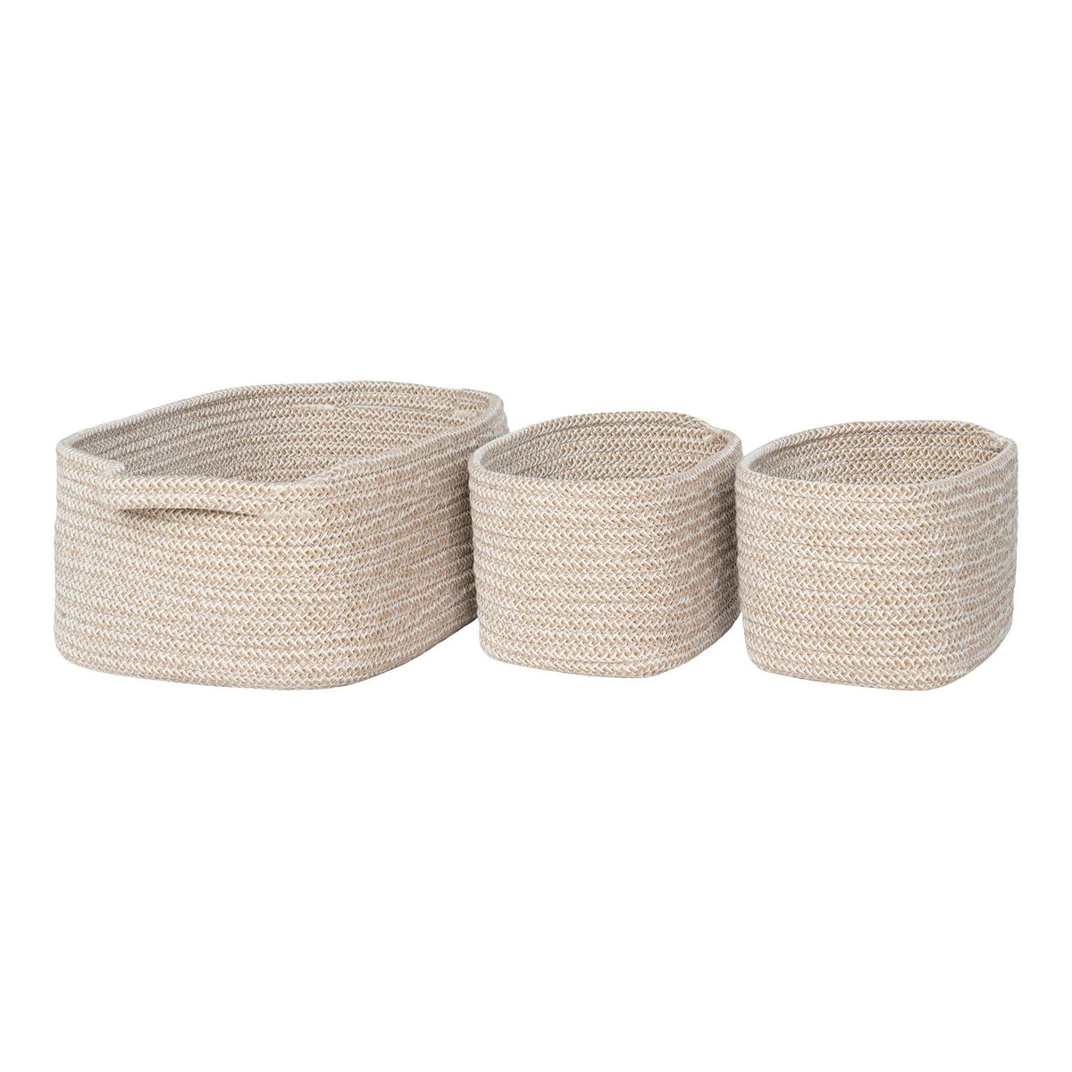 Panier de rangement en coton beige pour la maison (lot de 3) beige, PIER IMPORT