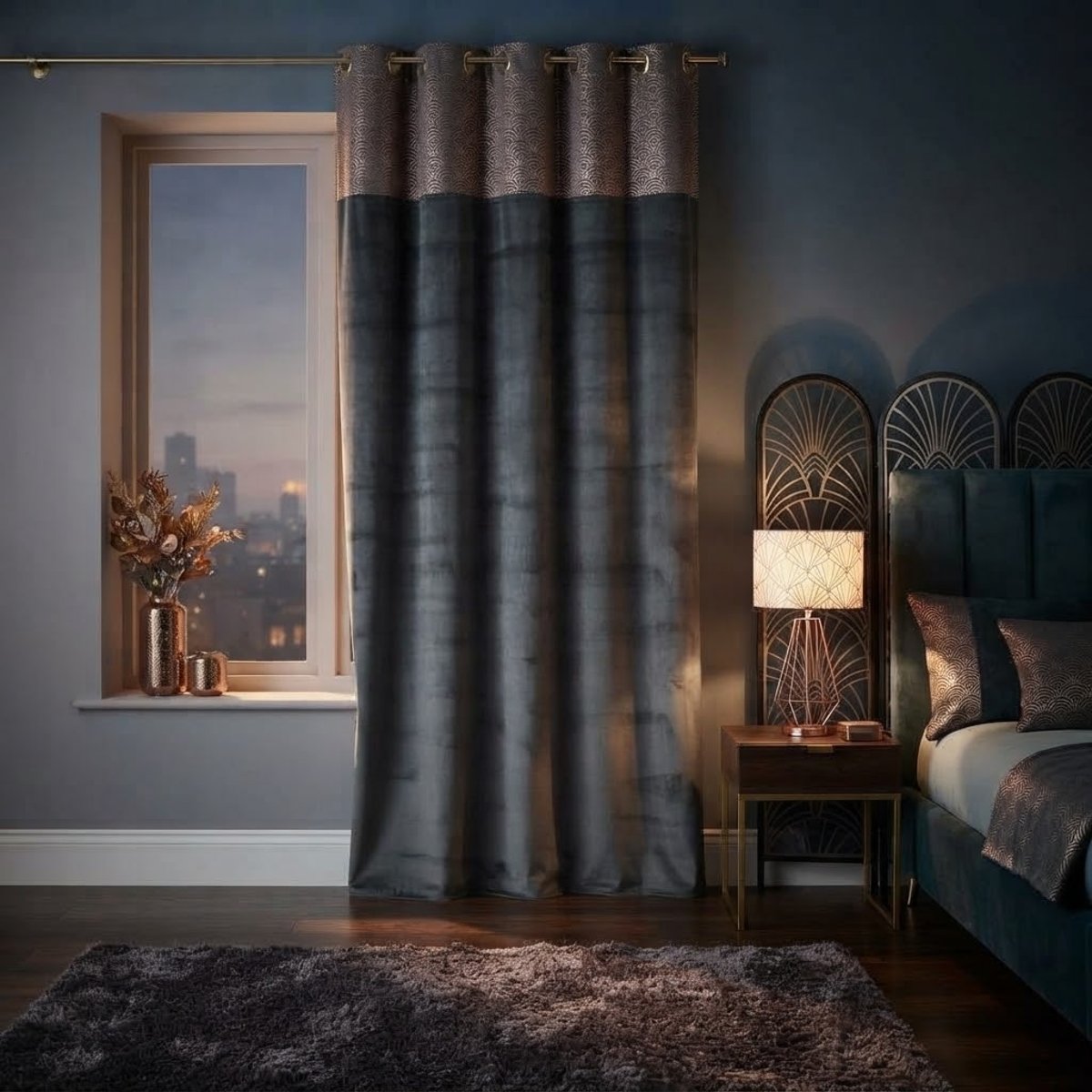 Rideau a oeillets velours Duchesse anthracite, EDEN