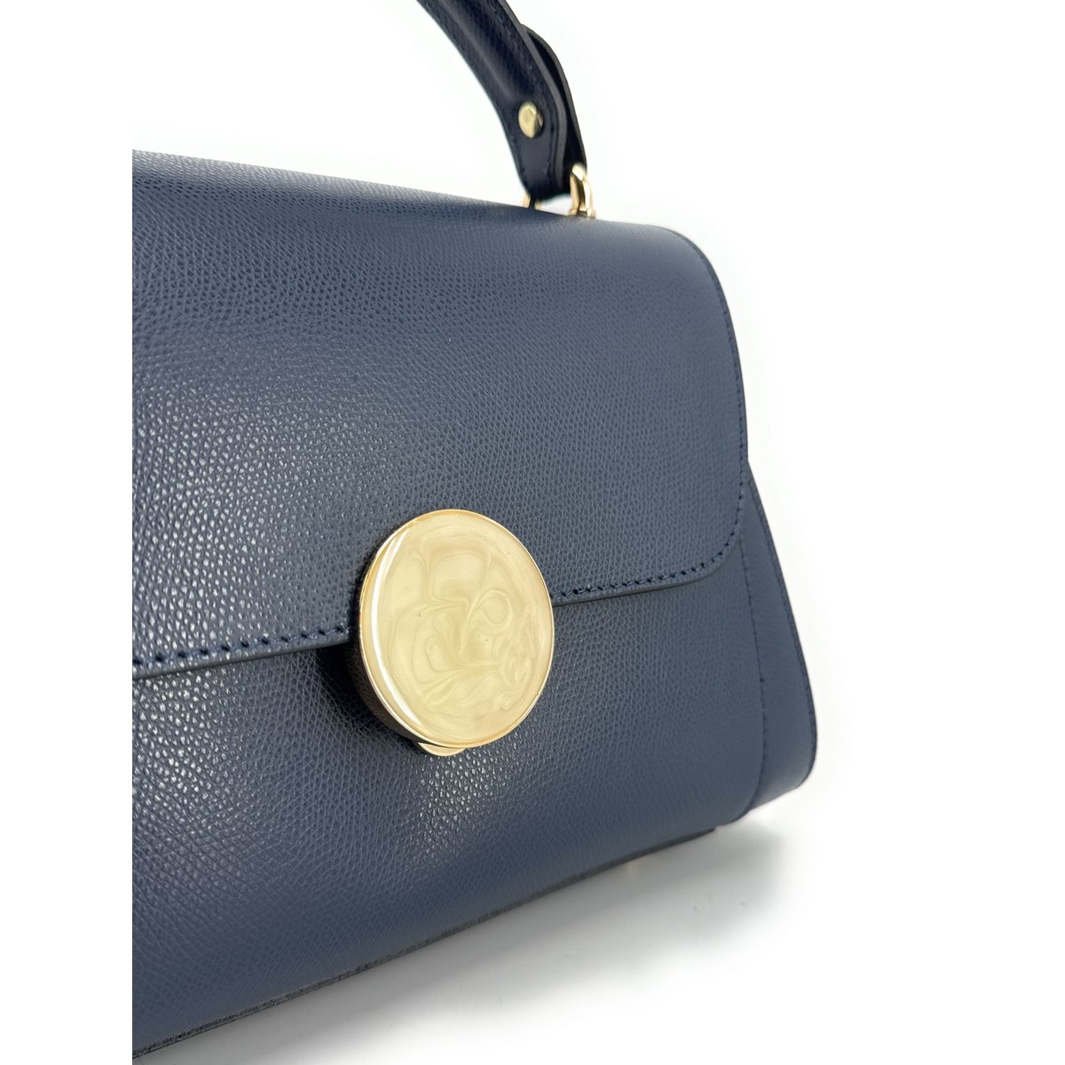 Sac à main en cuir grainé APOLLINE bleu foncé, OH MY BAG