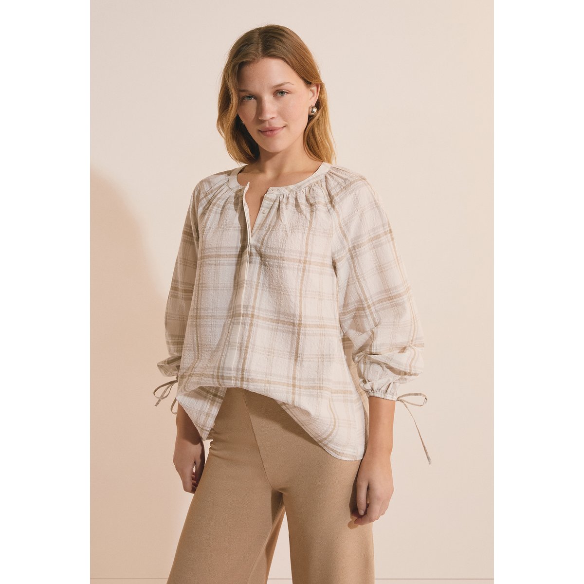Chemise à motifs en coton CORALIE CRX sable, ETAM