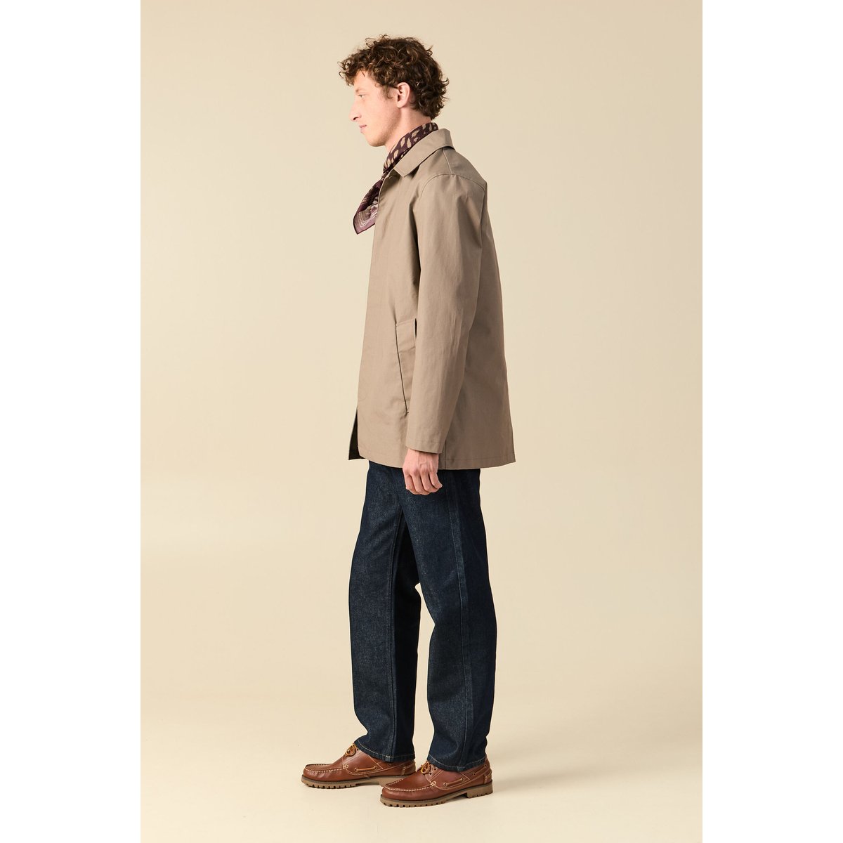 Trench en coton doublé beige, BONOBO