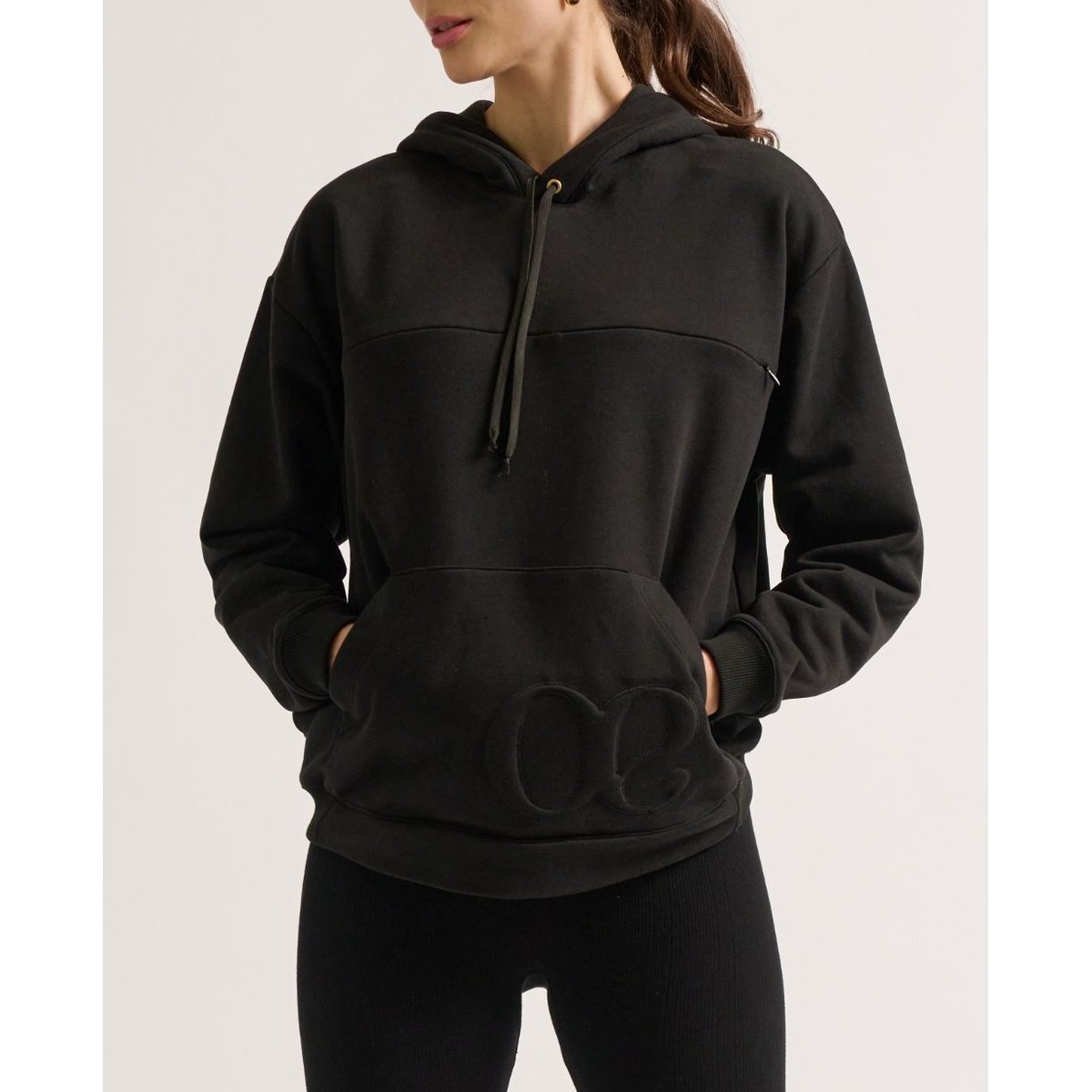 Hoodie de grossesse et allaitement Boston noir, CACHE COEUR