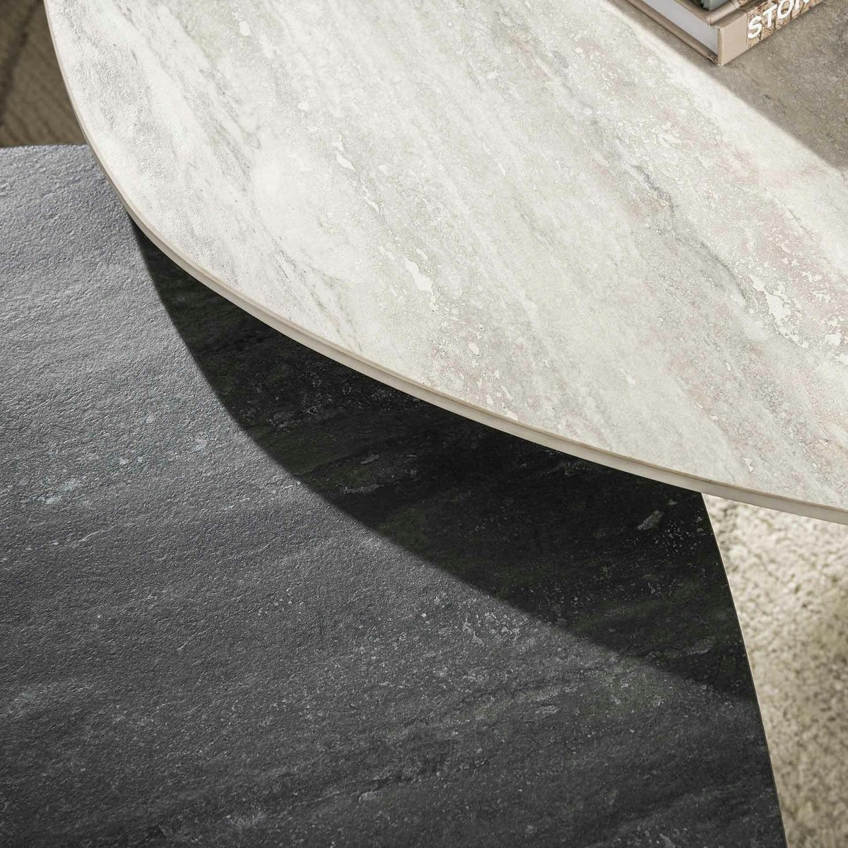 Tables basses design céramique 3D gris clair & foncé (x2) GALWAY gris, PIER IMPORT