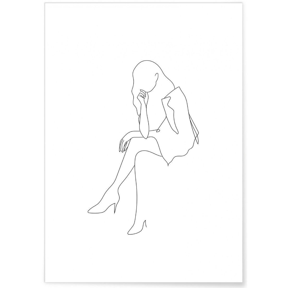 Affiche Line Art Women 9 blanc, L'AFFICHERIE