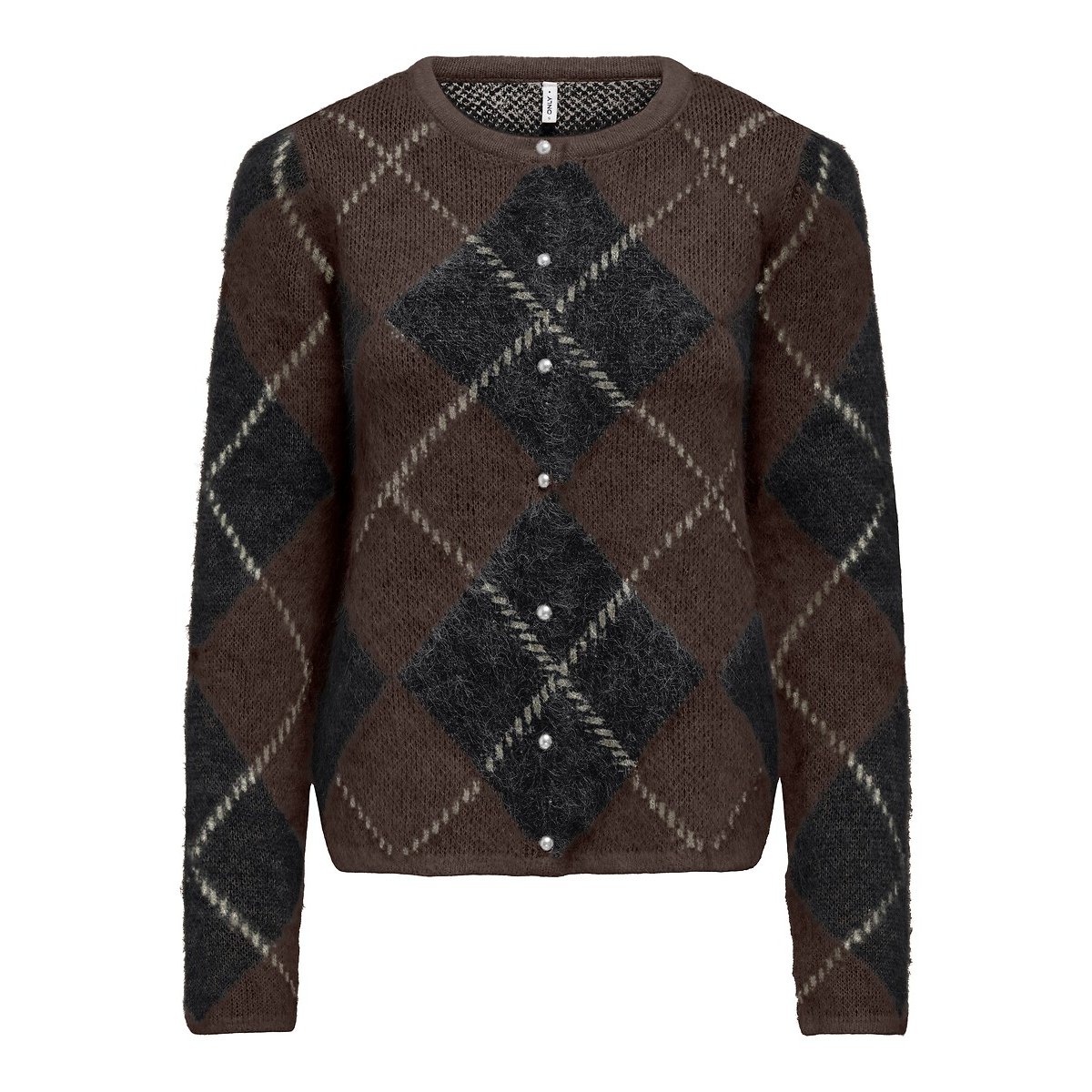 Gilet manches longues imprimé jacquard imprimé marron, ONLY