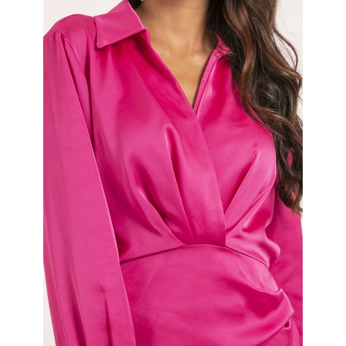 Robe Courte Satin Iday rose fushia, DONA LISA
