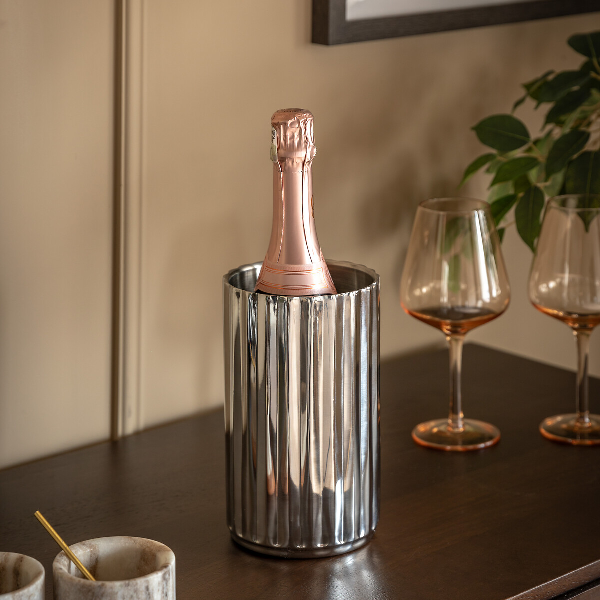 Fluted Wine Cooler silver-coloured, ÉDITÉ