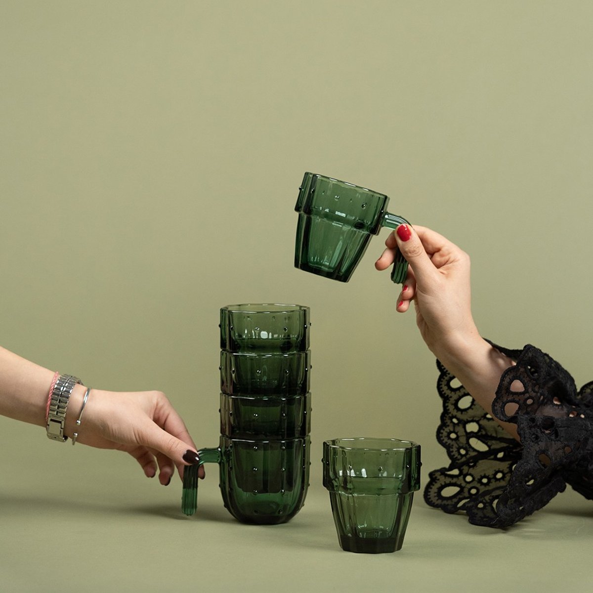 Lot de 6 verres cactus vert, KARE DESIGN