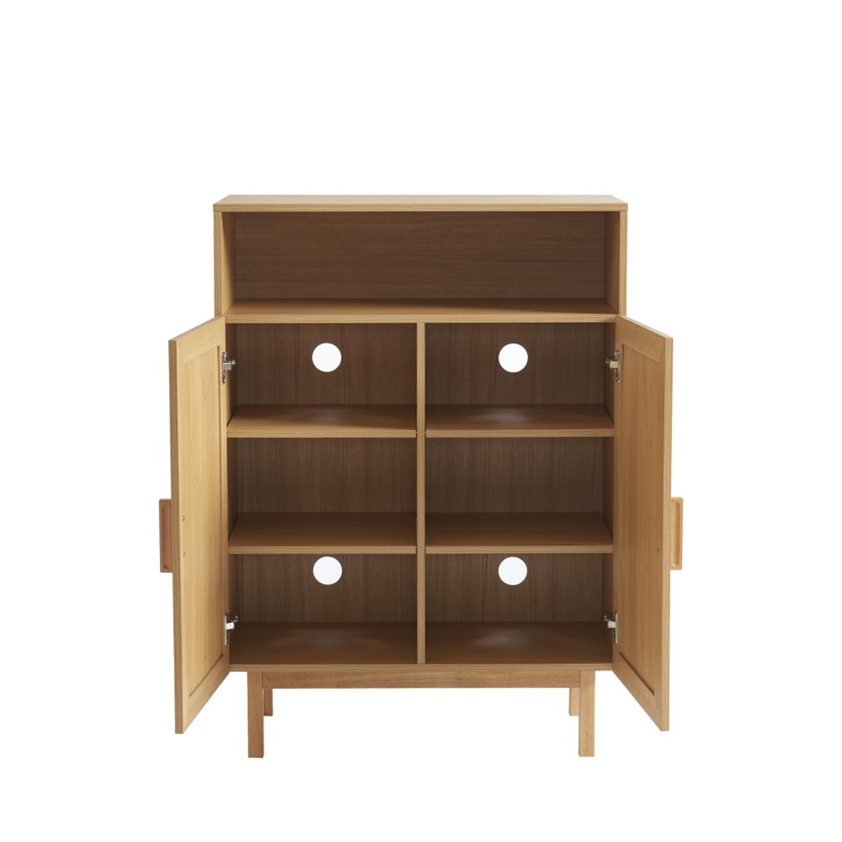 Meuble à chaussures 2 portes 1 niche en bois et cannage L80cm- JUNE bois clair, DRAWER