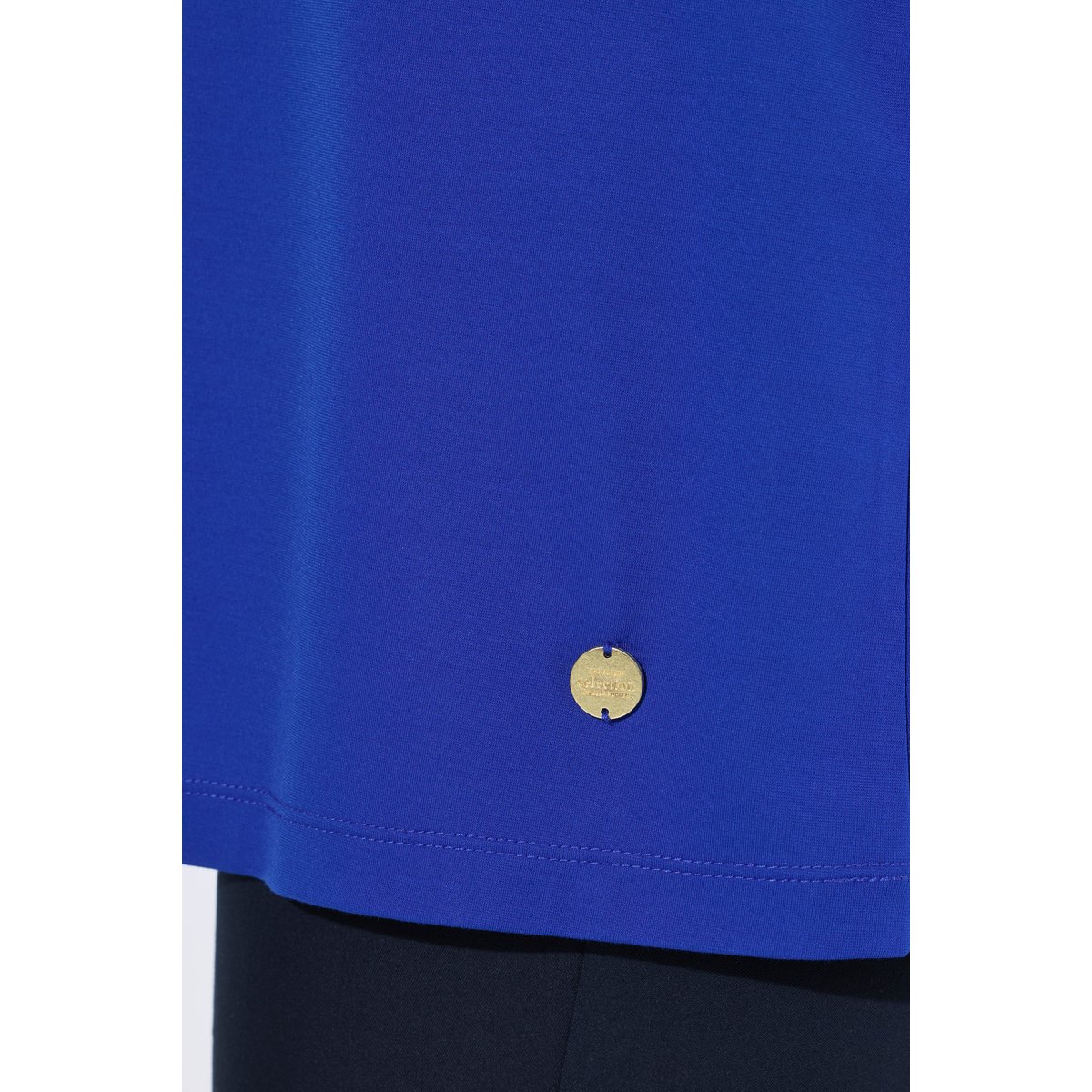 T-shirt en point de Rome, liserés fantaisie bleu cobalt, ULLA POPKEN