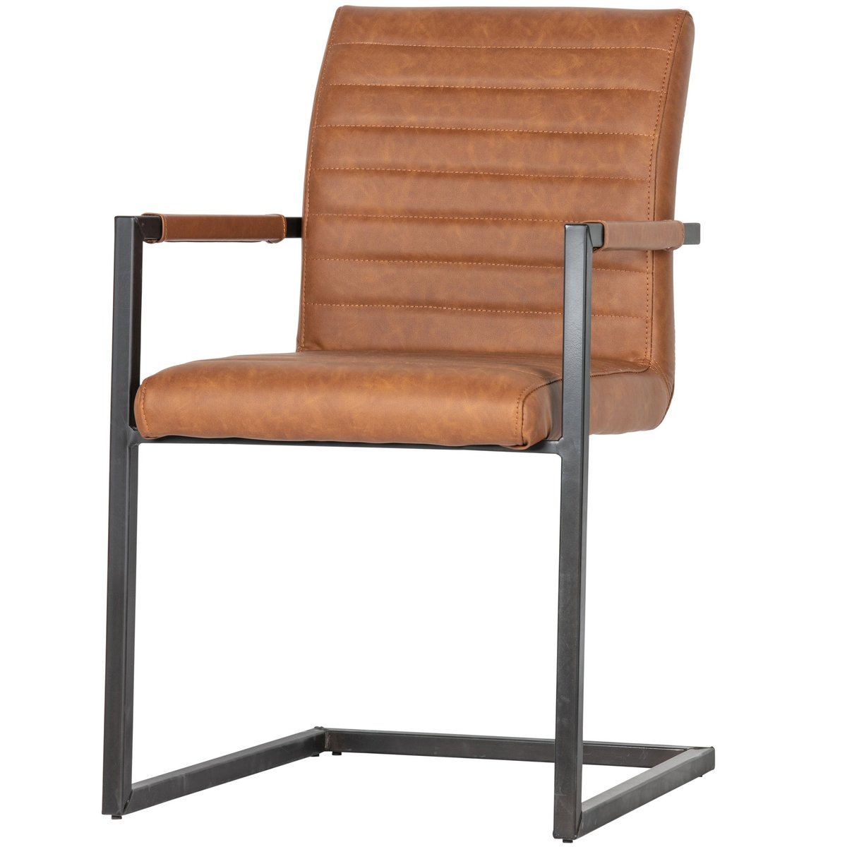 Lot de 2 chaises de salle à manger en tissu tissé BAS cognac, WOOOD