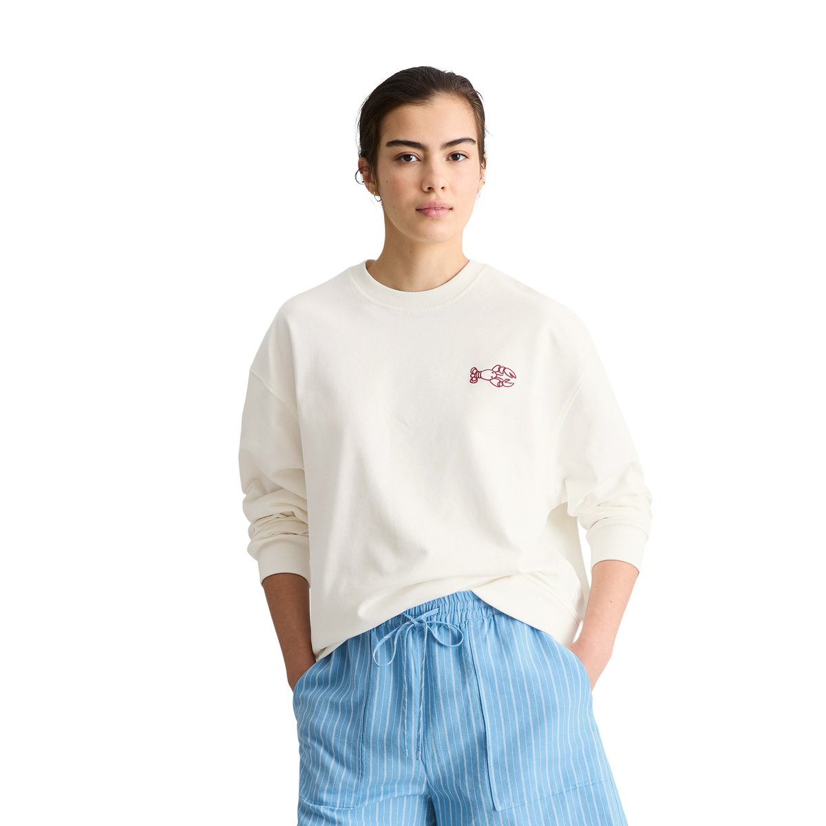 Sweat-shirt oversize avec un imprimé marquant dans le dos blanc, MARC O’POLO DENIM