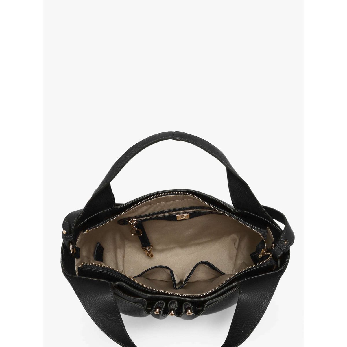 Sac porté épaule Foudre cuir noir, ETRIER