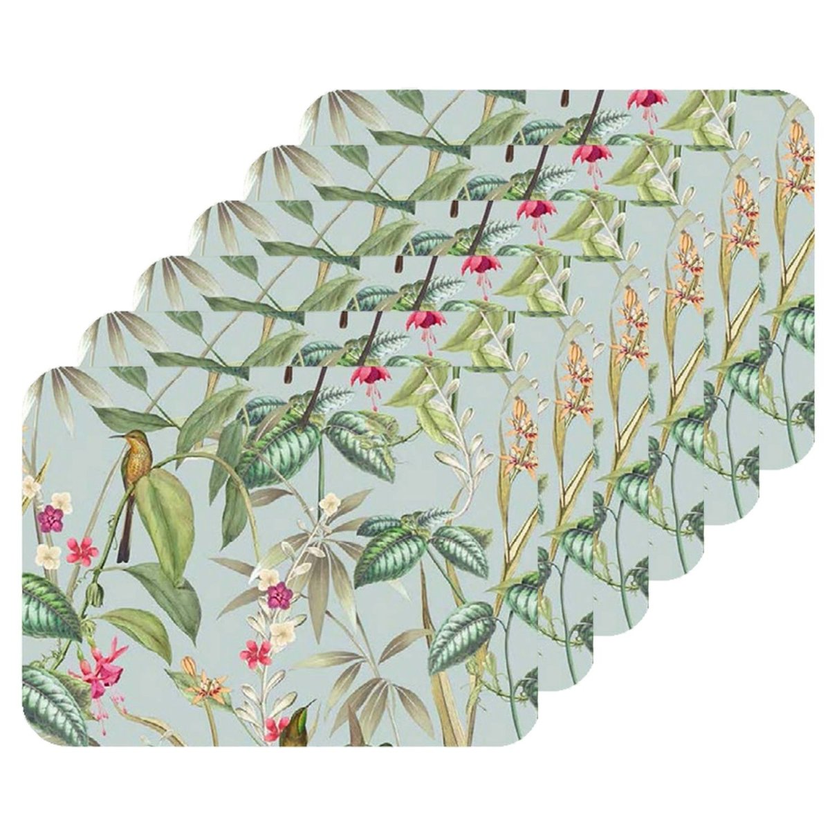 Lot de 6 sets de table motifs tropical BARBARA multicolore, TOILINUX